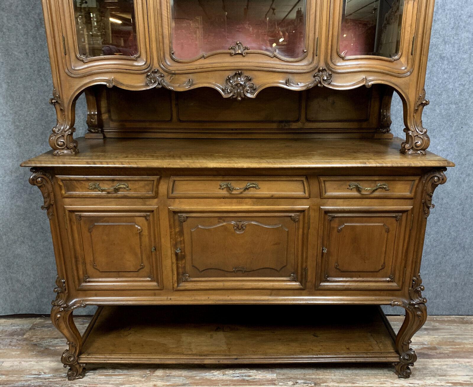 Mid-19th Century  Museum-Quality Louis XV Walnut Castle Library, circa 1850 -1X23 For Sale
