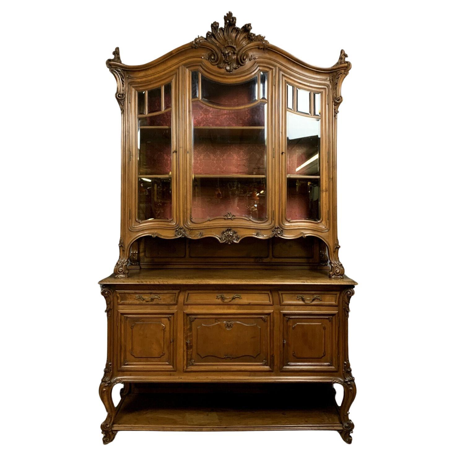  Museum-Quality Louis XV Walnut Castle Library, circa 1850 -1X23 For Sale