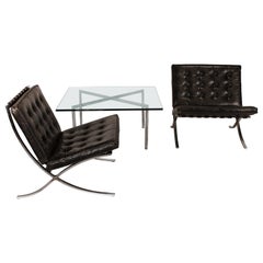 Museum Quality Ludwig Mies van der Rohe Barcelona Chairs with Table
