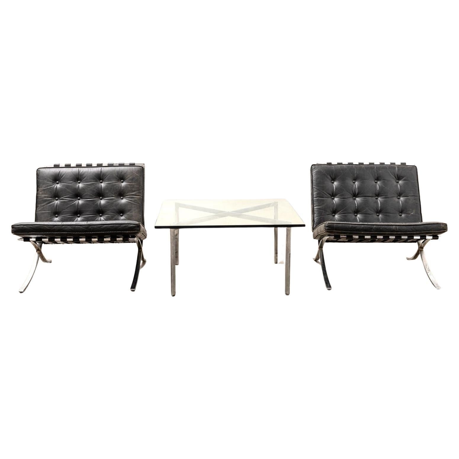 Calidad de museo Ludwig Mies van der Rohe Sillas Barcelona con mesa