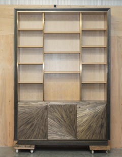 MUSEUM QUALITY MADE IN FRANCE JALLU MASSiVE STRAW MARQUETRY BOOKCASE