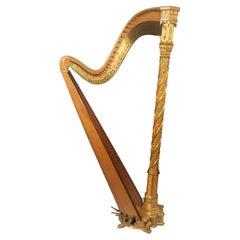 Museum Quality Mid 19th Century Gilt Wood Gothic “Angel” Harp by Erard