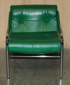MUSEUM QUALITY MiD CENTURY MODERN GRÜNE LEDER TIM BATES BETA ARMCHAIR BY PIEFF