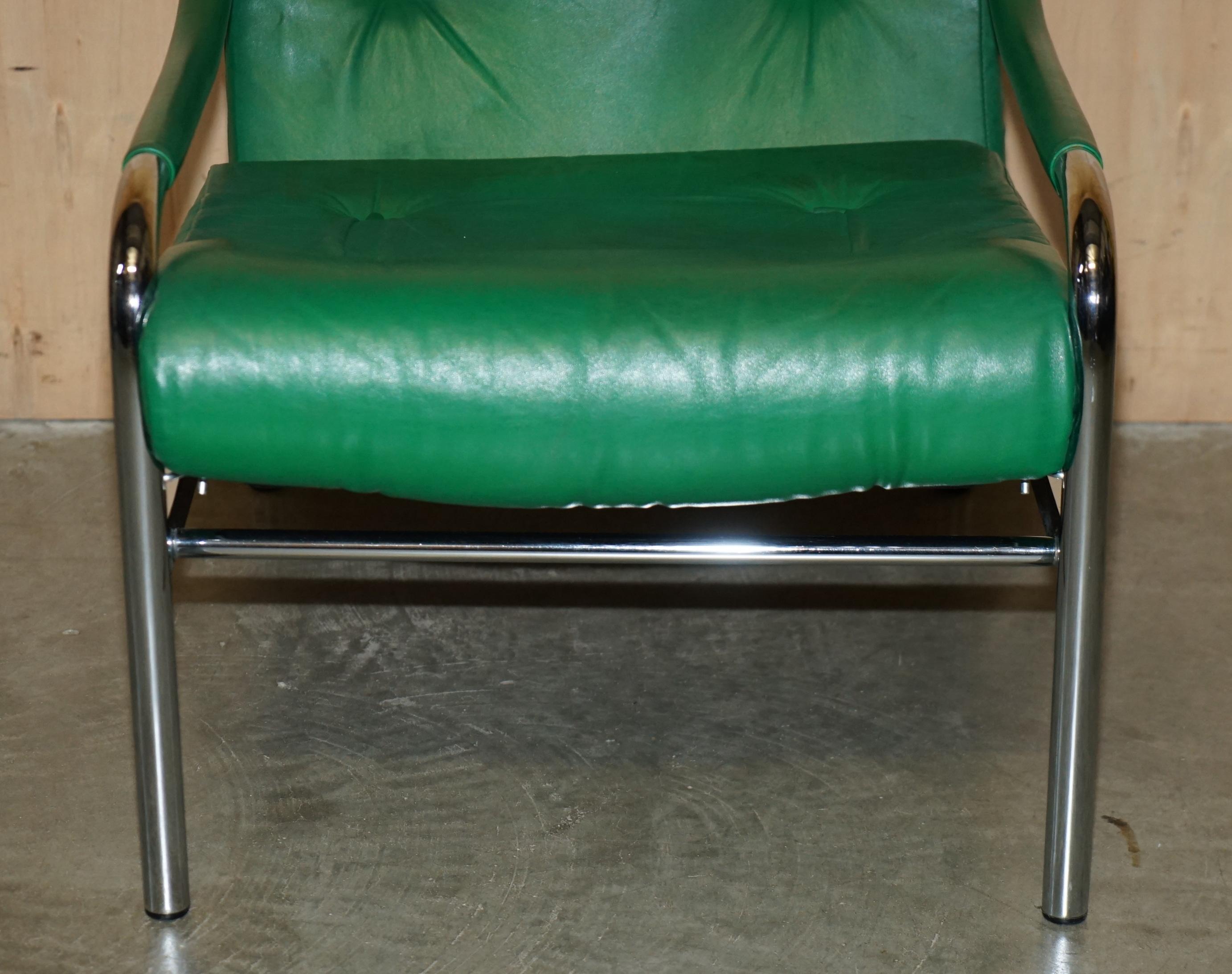 Metà XX secolo Poltrona TIM BATES BETA IN PELLE VERDE DI PIEFF DI QUALITÀ MUSEALE DEL PRIMO SECOLO in vendita