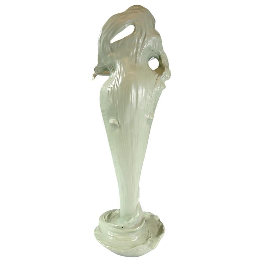 Molded Museum Quality Monumental German Art Nouveau Jasperware Figural Vase 1895 For Sale