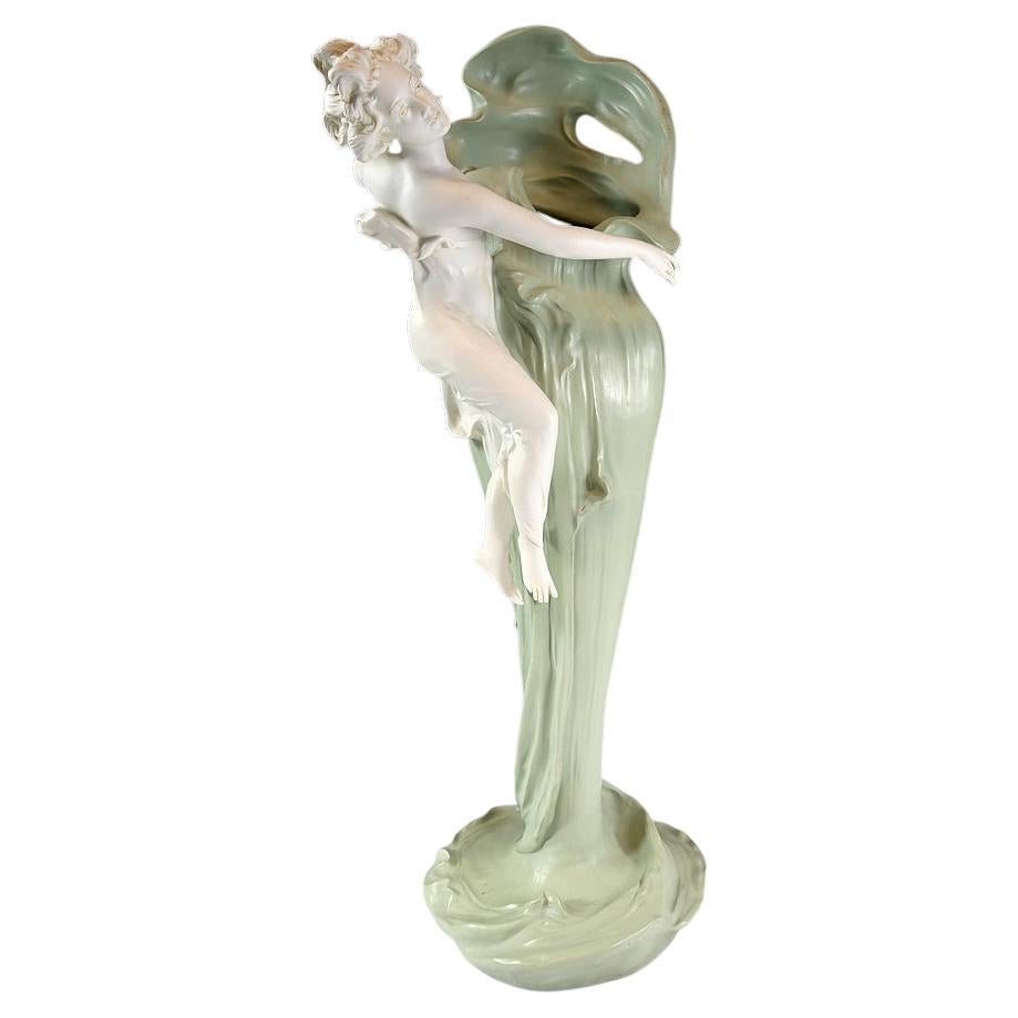 Museum Quality Monumental German Art Nouveau Jasperware Figural Vase 1895 For Sale