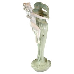 Museum Quality Monumental German Art Nouveau Jasperware Figural Vase 1895
