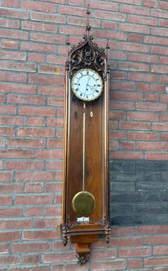 Museum Quality Neo-Gothic Three-Train Vienna Regulator Wall Clock