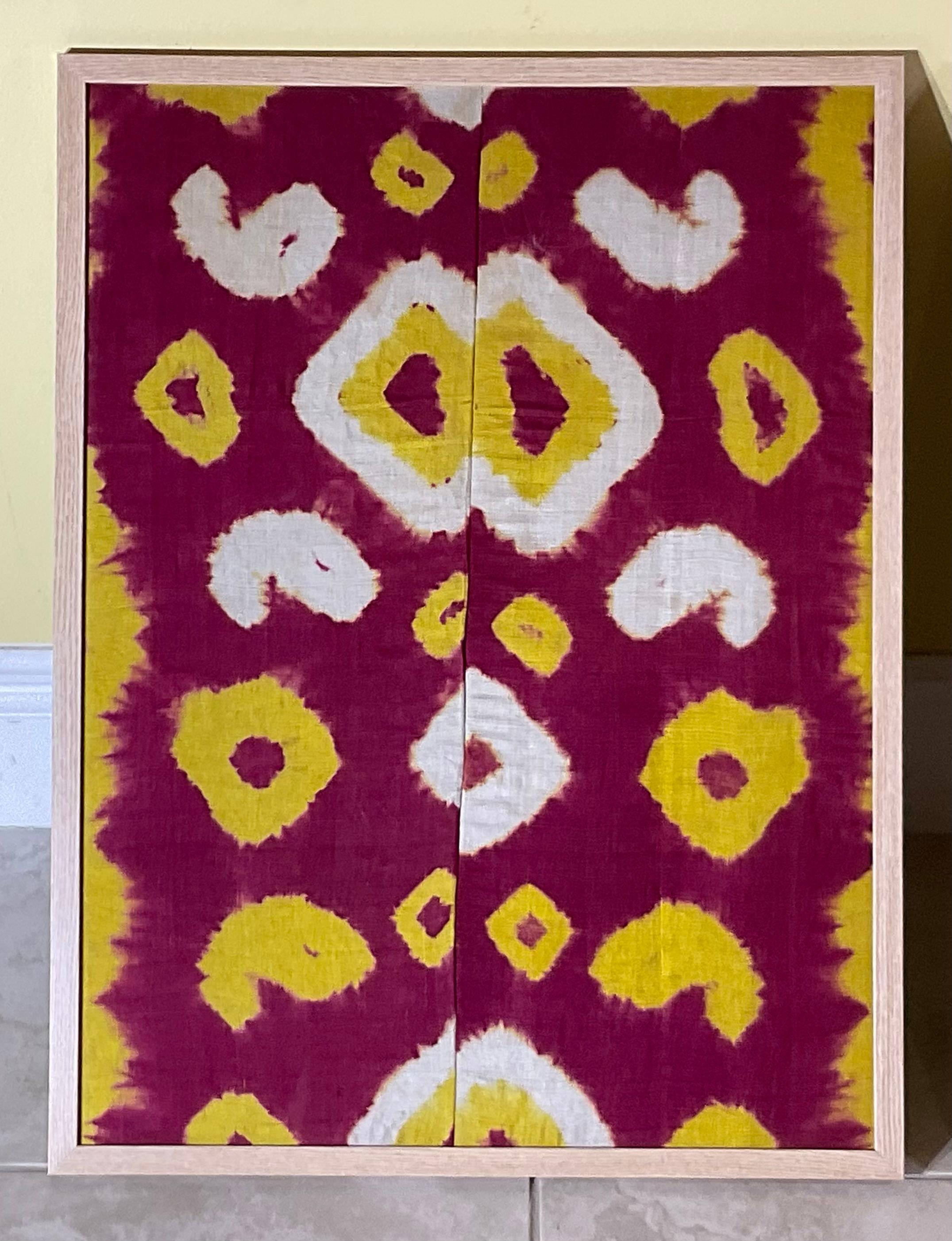 Museum-Qualität Paar ANTIQUE Seide IKAT Fragmente  Zentralasiatische Textilkunst im Angebot 9