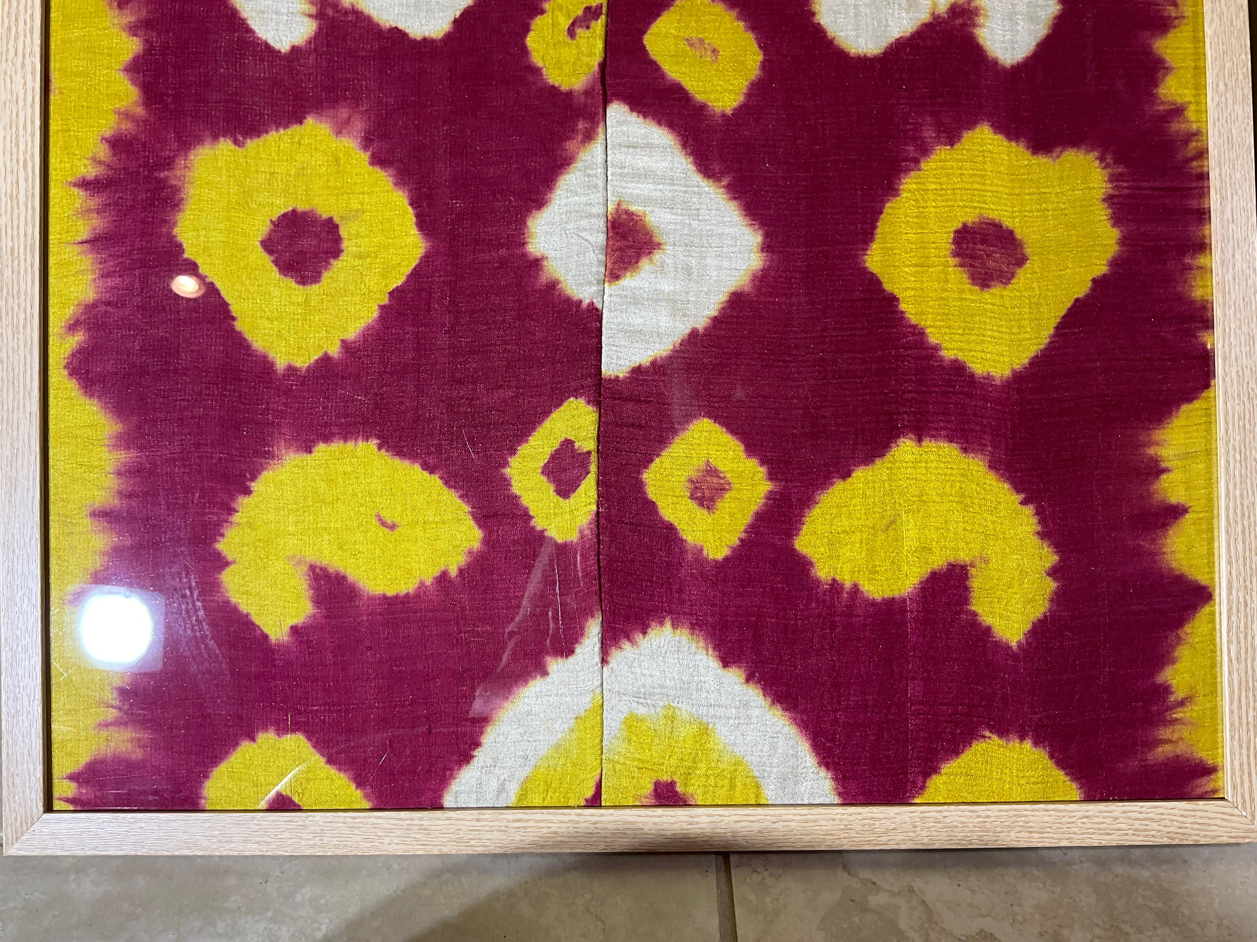 Museum-Qualität Paar ANTIQUE Seide IKAT Fragmente  Zentralasiatische Textilkunst im Angebot 2