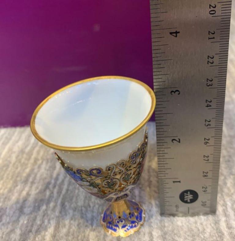 Museum Quality Pair of Gold and Enamel Zarfs For Sale 3