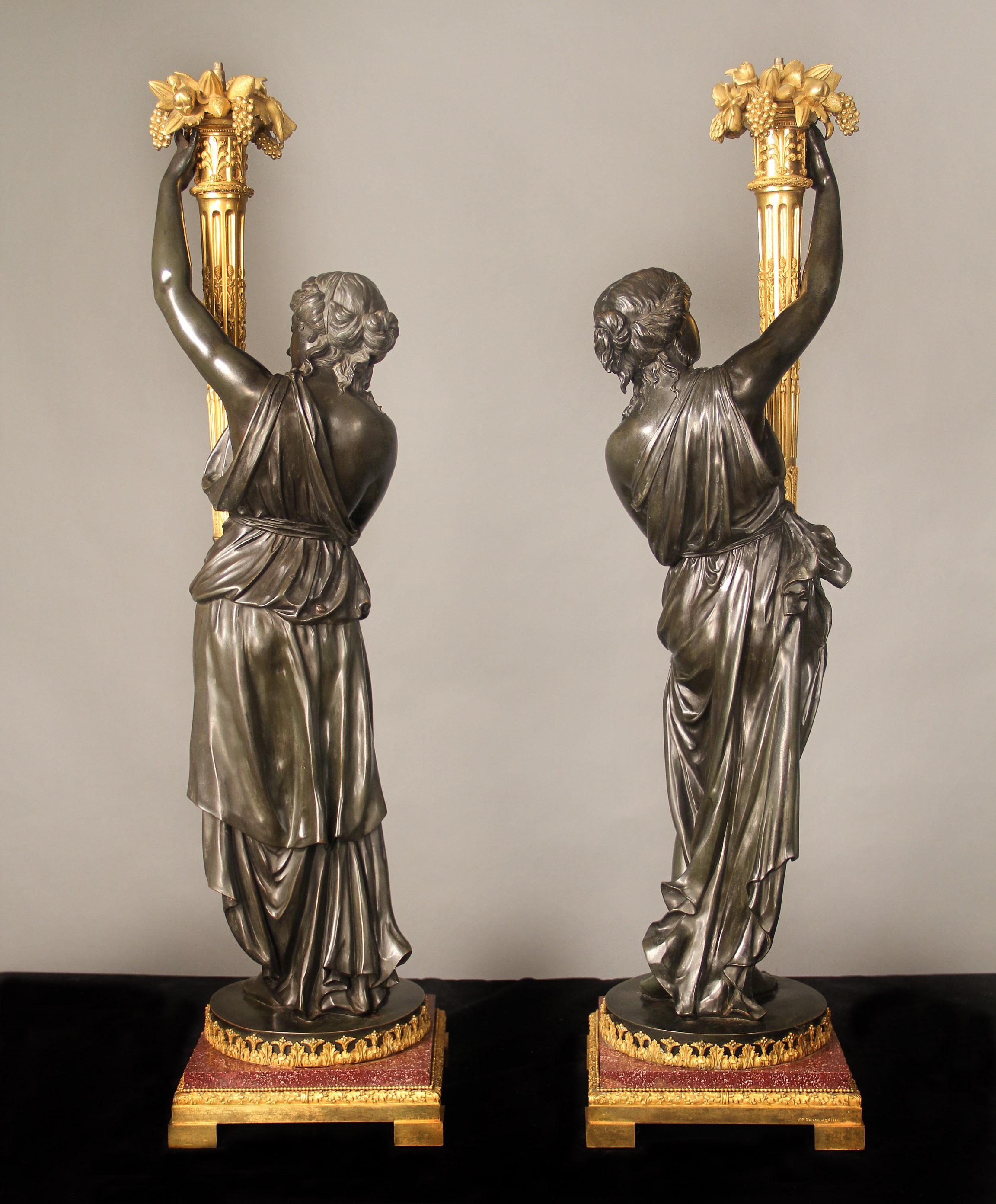 Museum Quality Pair of Late 19th Century Figural Candelabra by Henry Dasson In Good Condition For Sale In New York, NY
