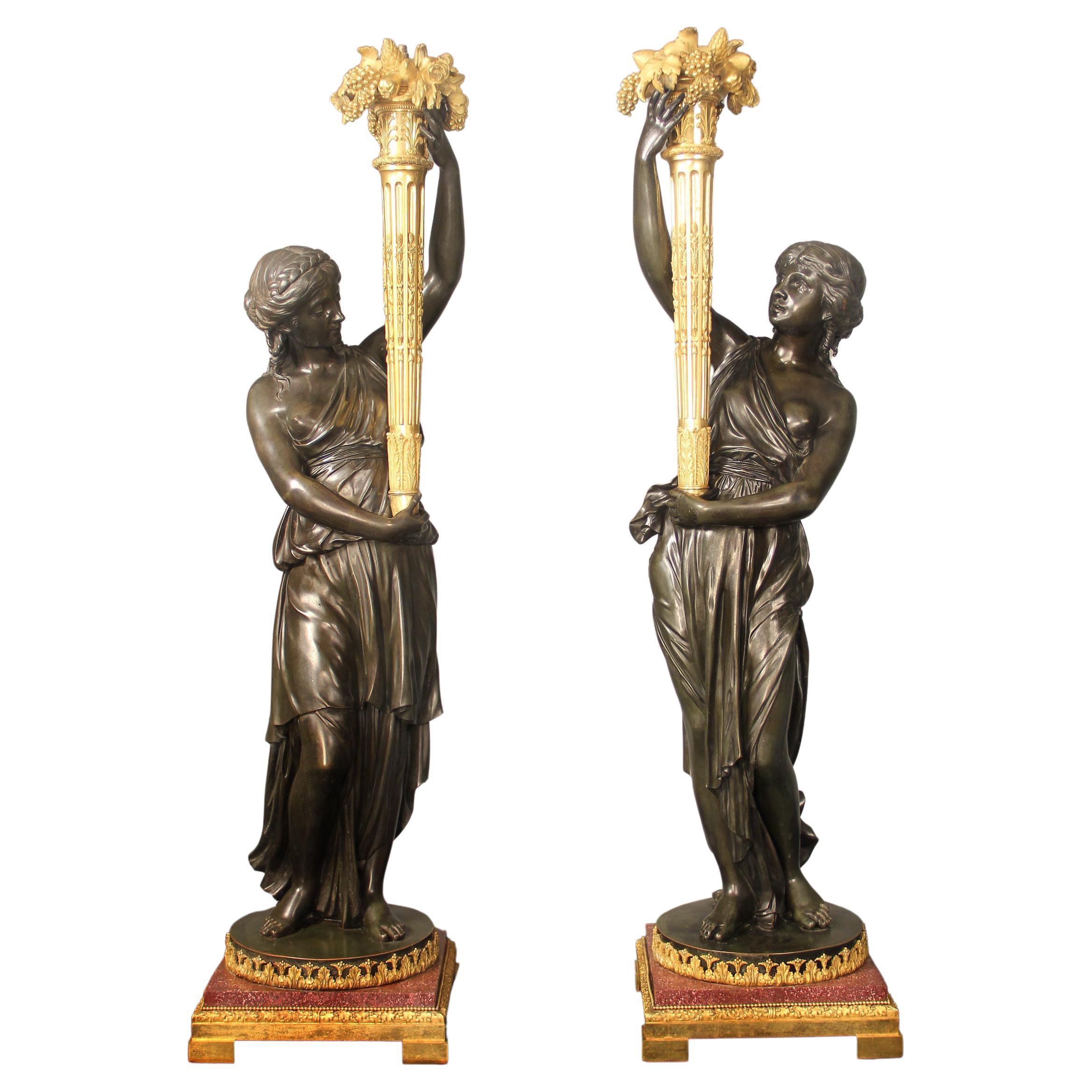 Museum Quality Pair of Late 19th Century Figural Candelabra by Henry Dasson