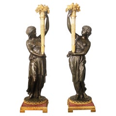 Museum Quality Pair of Late 19th Century Figural Candelabra by Henry Dasson