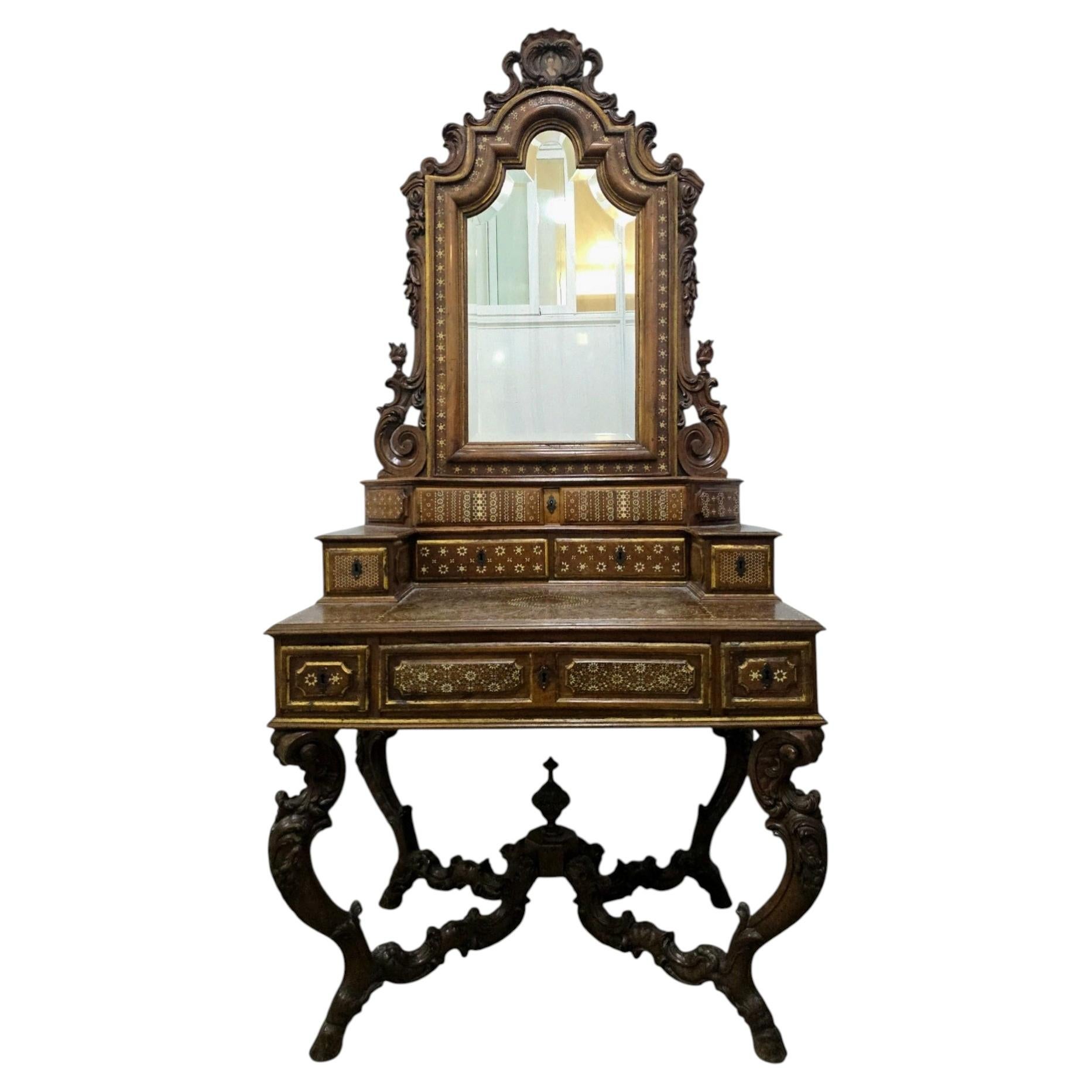 Museum Quality Portuguese Dressing Cabinet with Original Portrait Miniature For Sale