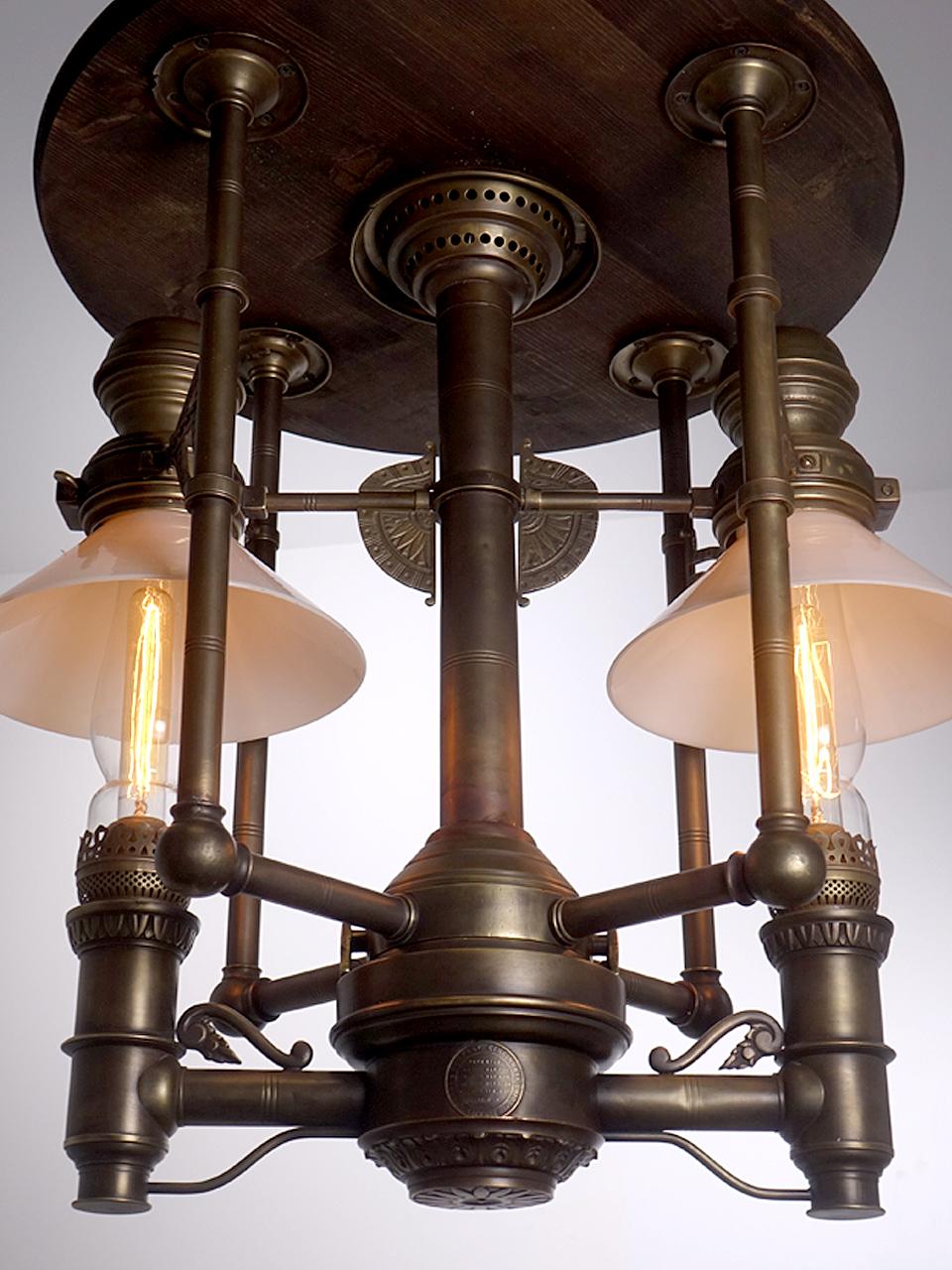 19th Century Museum Quality Post and Company Rail Car Center Lamp
