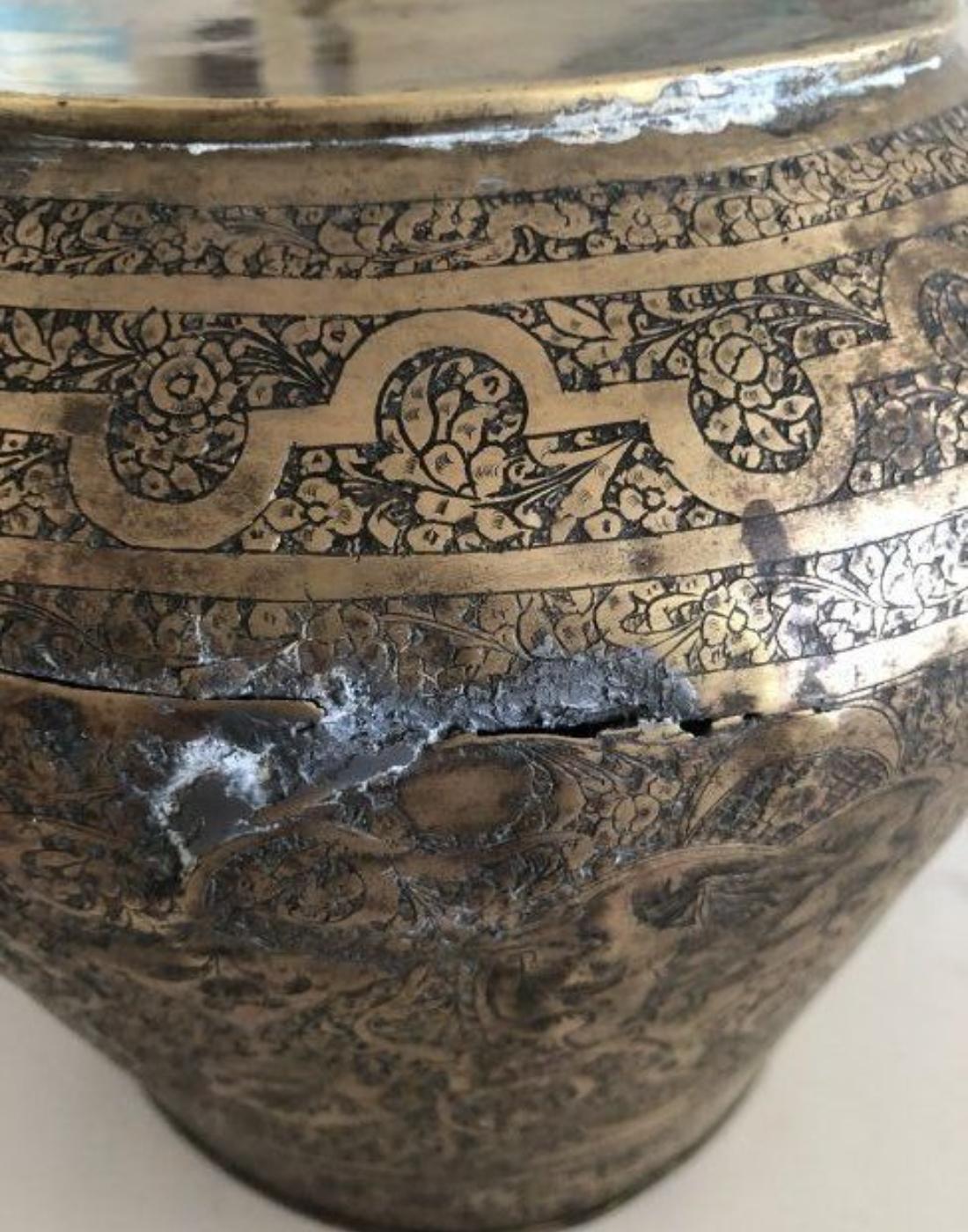Museum Quality Qajar Dynasty Brass Bowl For Sale 10