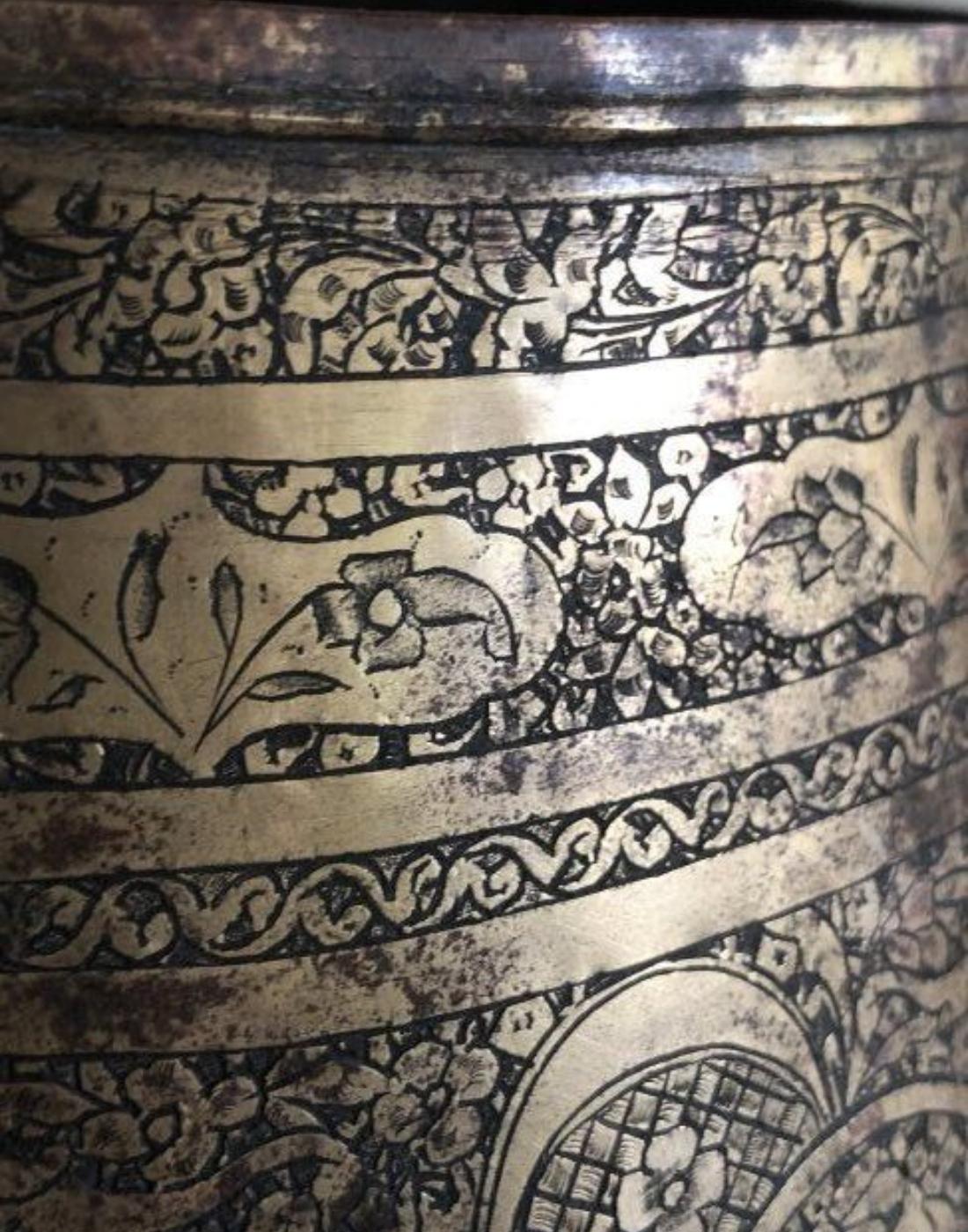 Museum Quality Qajar Dynasty Brass Bowl For Sale 1