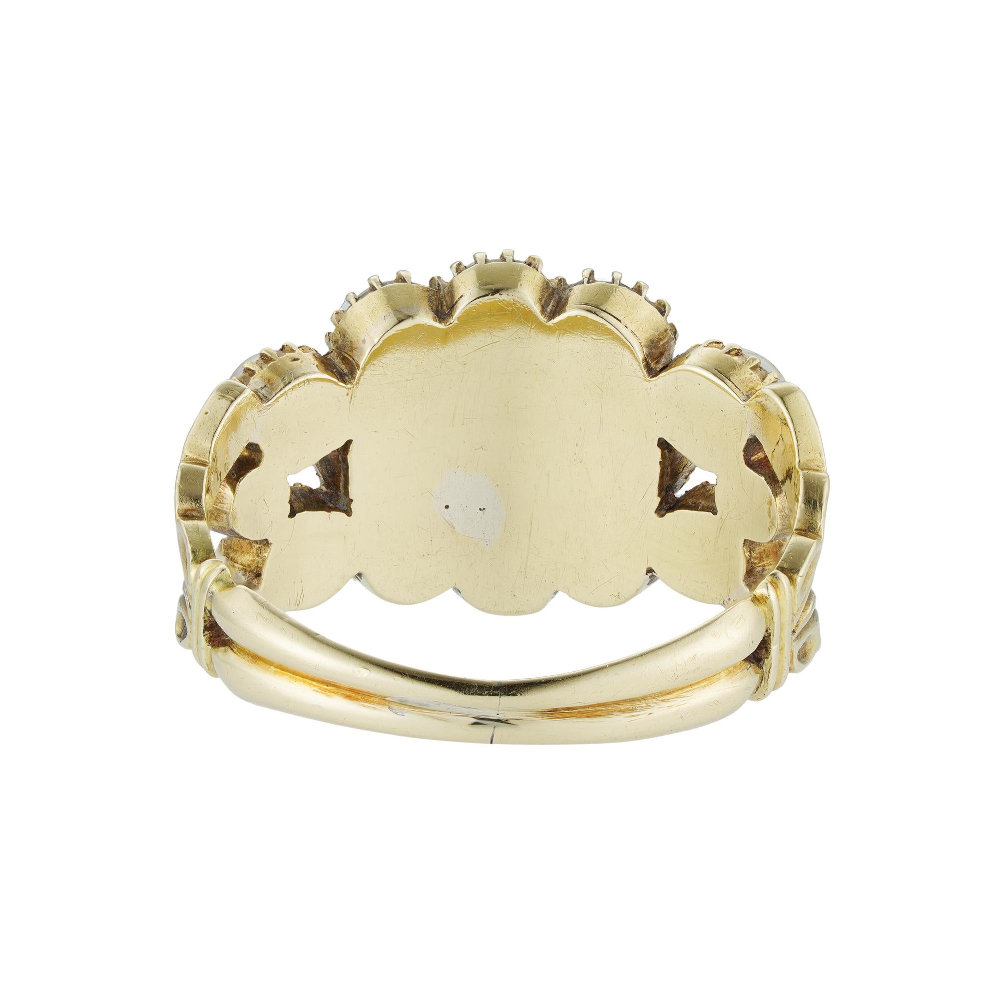 Museumsqualität Regency Perle Smaragd Gold Cluster Ring im Zustand „Gut“ in London, GB