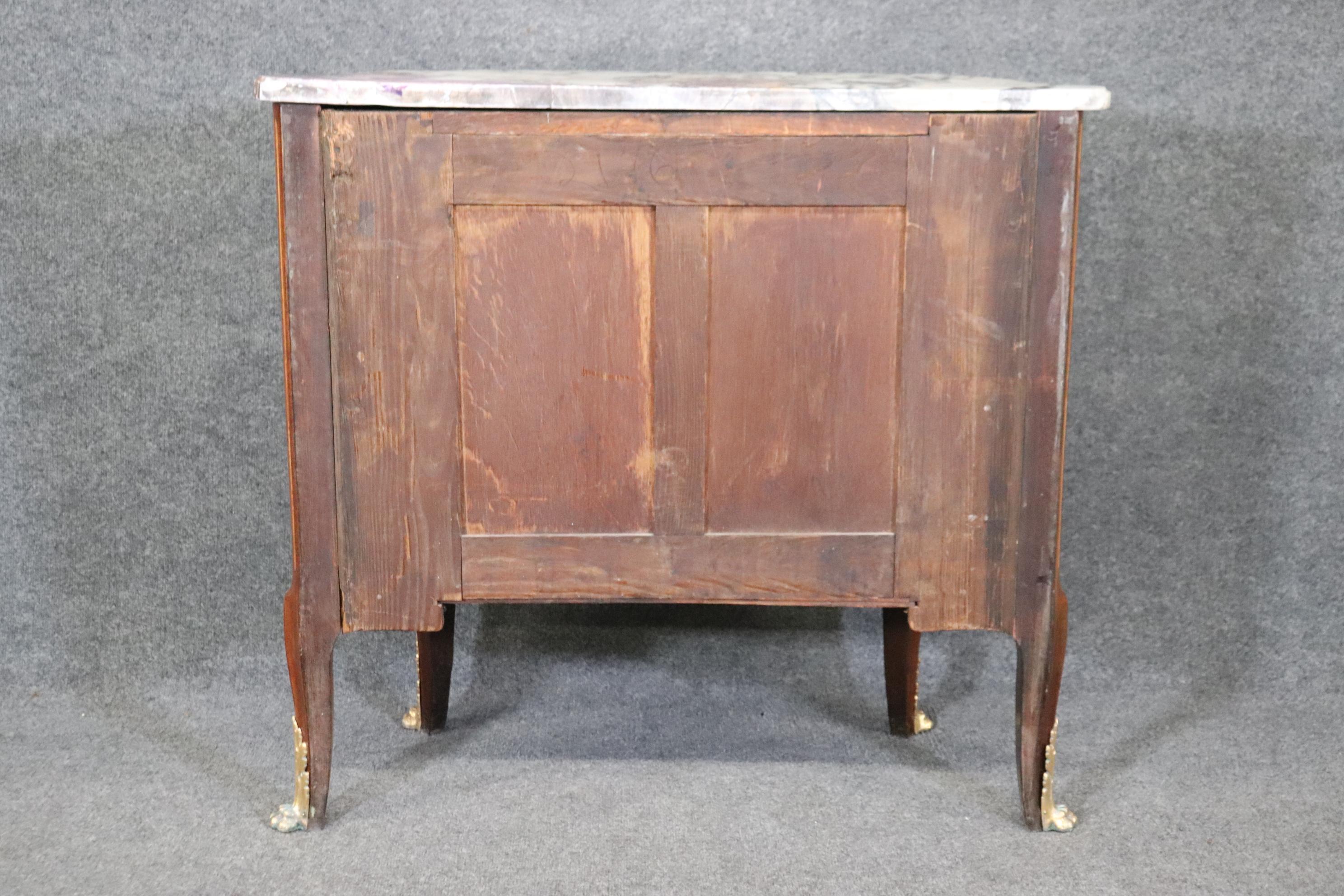Museum Quality Restored 19th Century Inlaid Marble Top Louis XV Bronze Commode For Sale 6