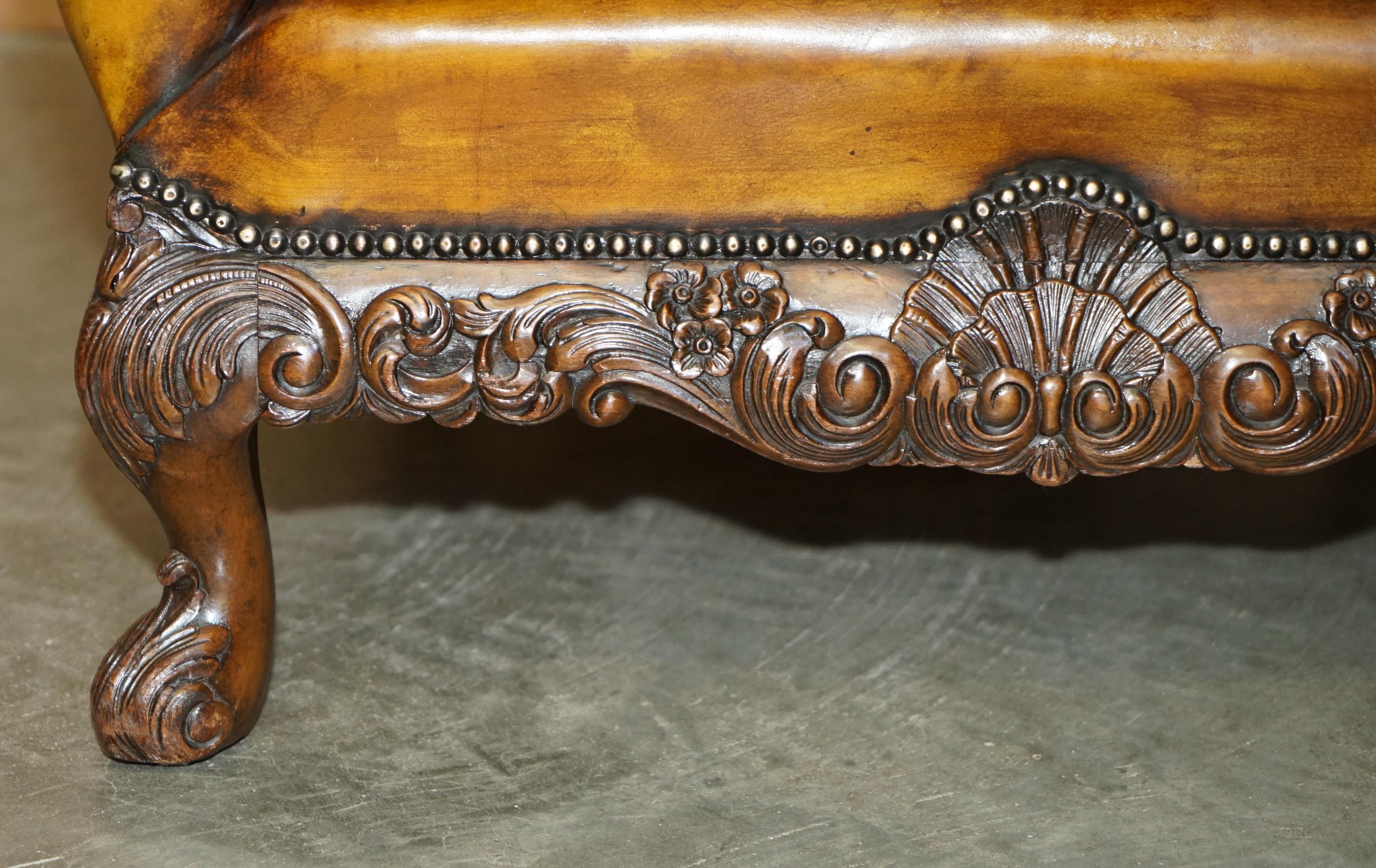 MUSEUM QUALITY RESTORED VICTORIAN BROWN LEATHER CHESTERFIELD WINGBACK ARMCHAiR For Sale 4
