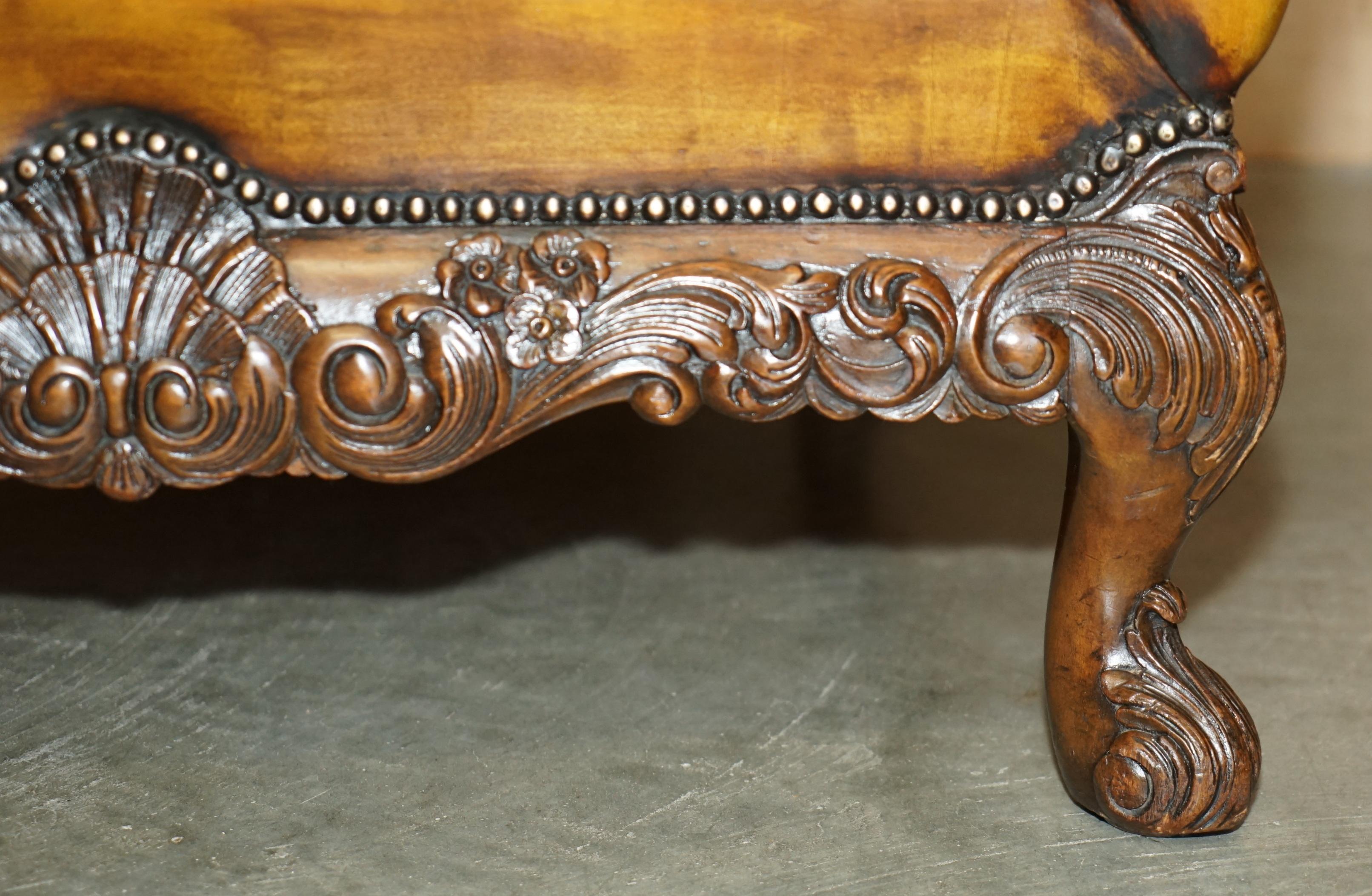 MUSEUM QUALITY RESTORED VICTORIAN BROWN LEATHER CHESTERFIELD WINGBACK ARMCHAiR For Sale 6