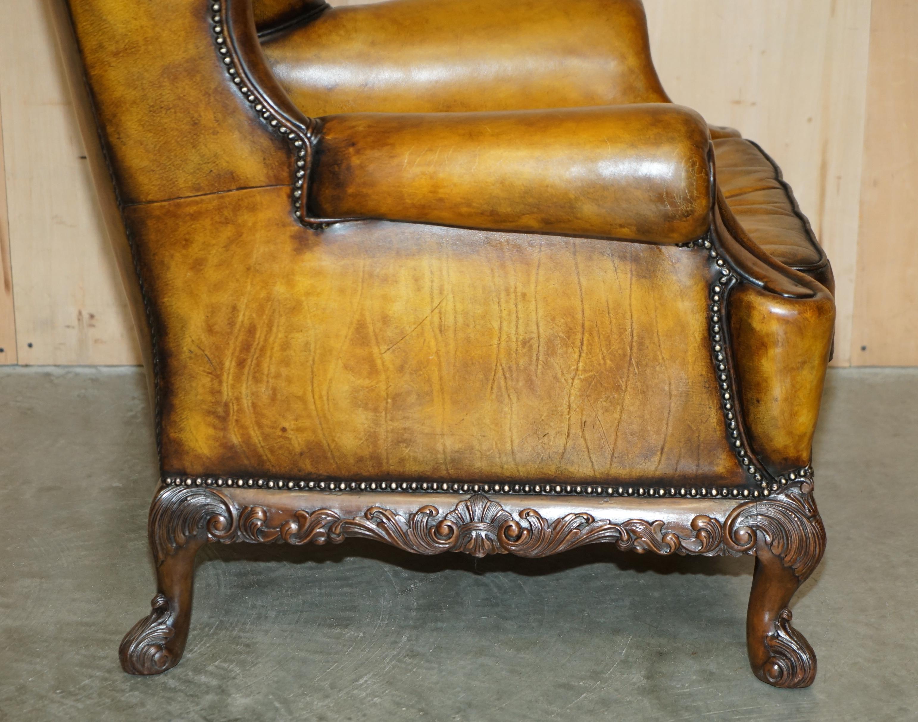 MUSEUM QUALITY RESTORED VICTORIAN BROWN LEATHER CHESTERFIELD WINGBACK ARMCHAiR For Sale 8