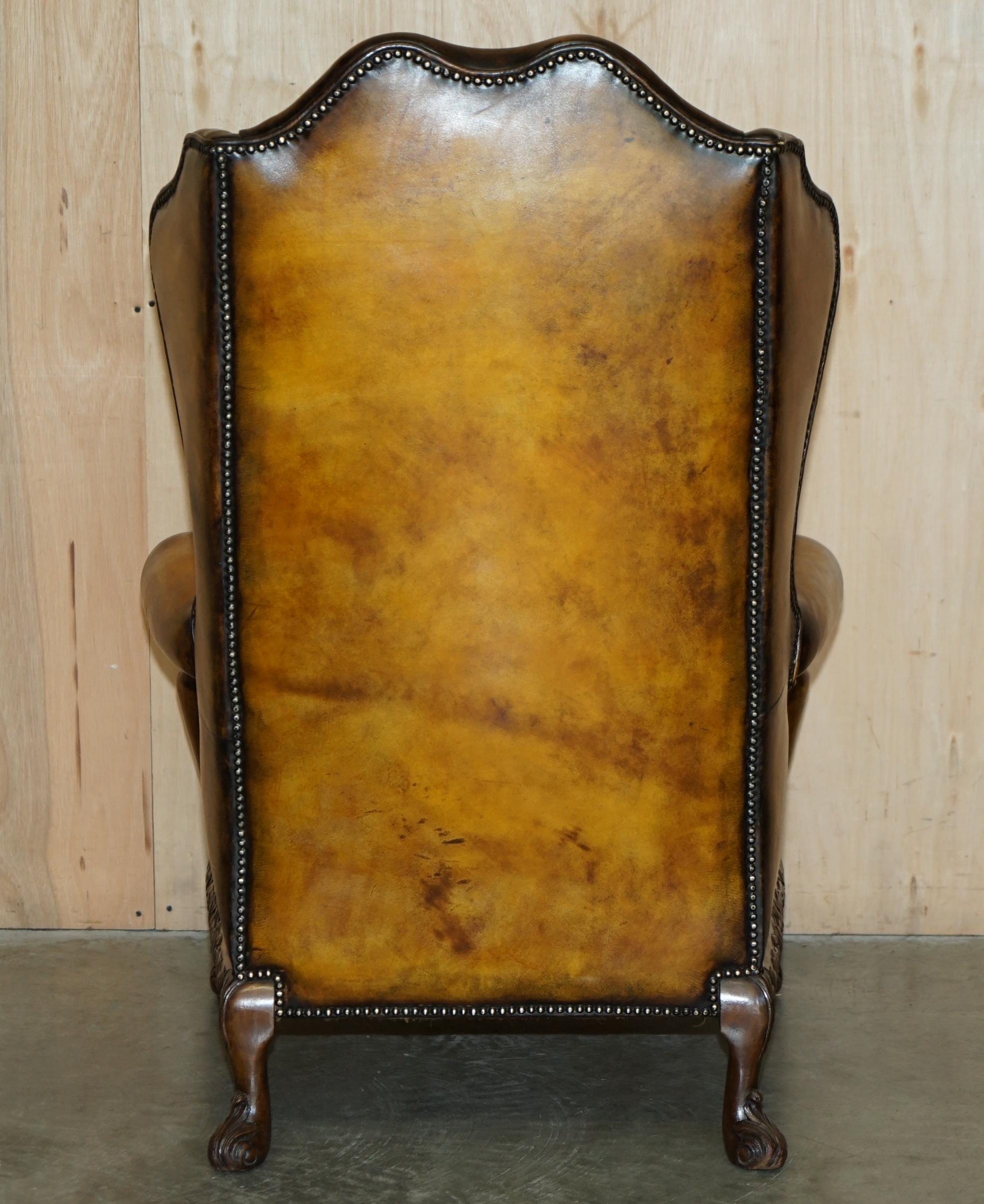 MUSEUM QUALITY RESTORED VICTORIAN BROWN LEATHER CHESTERFIELD WINGBACK ARMCHAiR For Sale 10