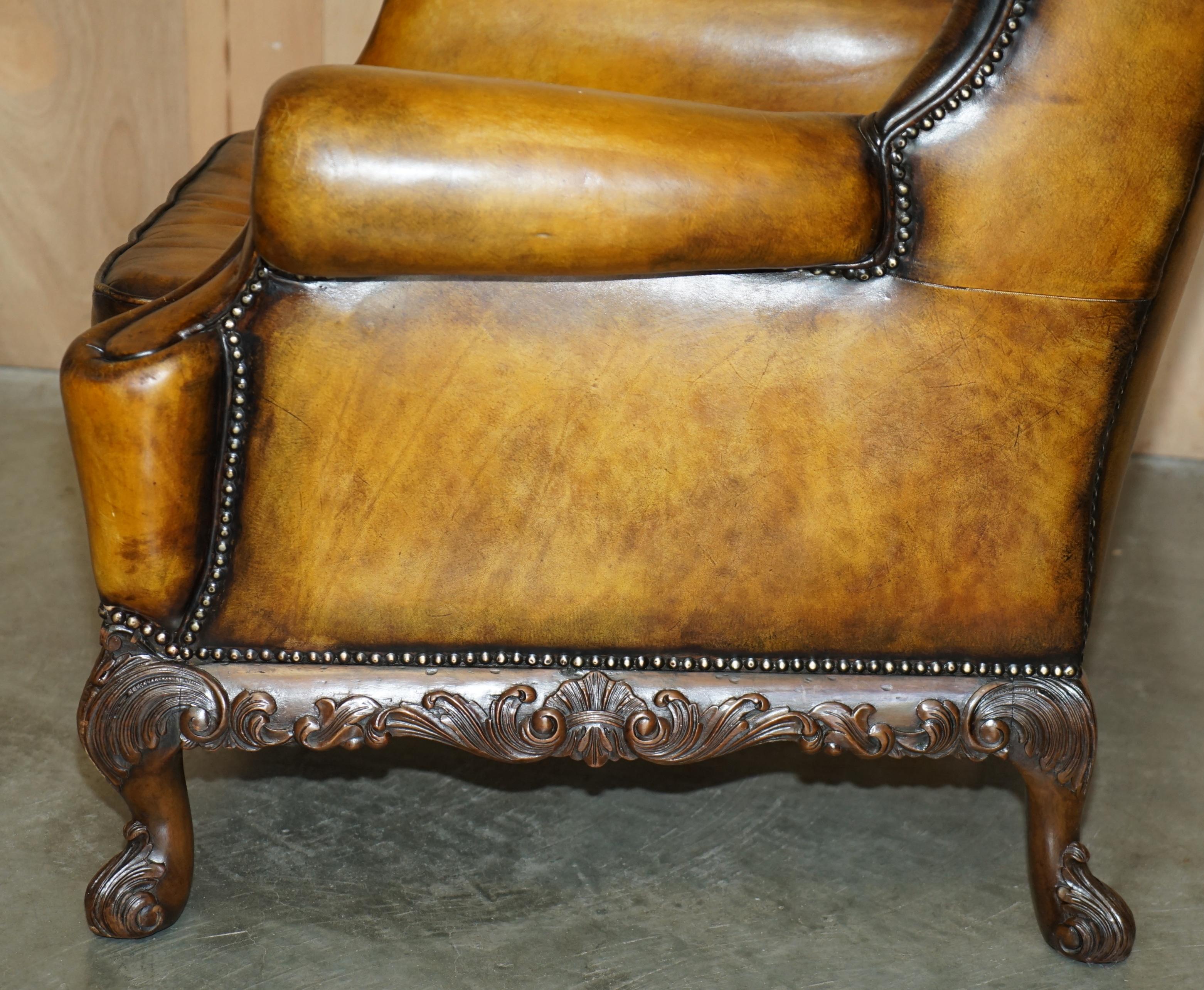 MUSEUM QUALITY RESTORED VICTORIAN BROWN LEATHER CHESTERFIELD WINGBACK ARMCHAiR For Sale 12