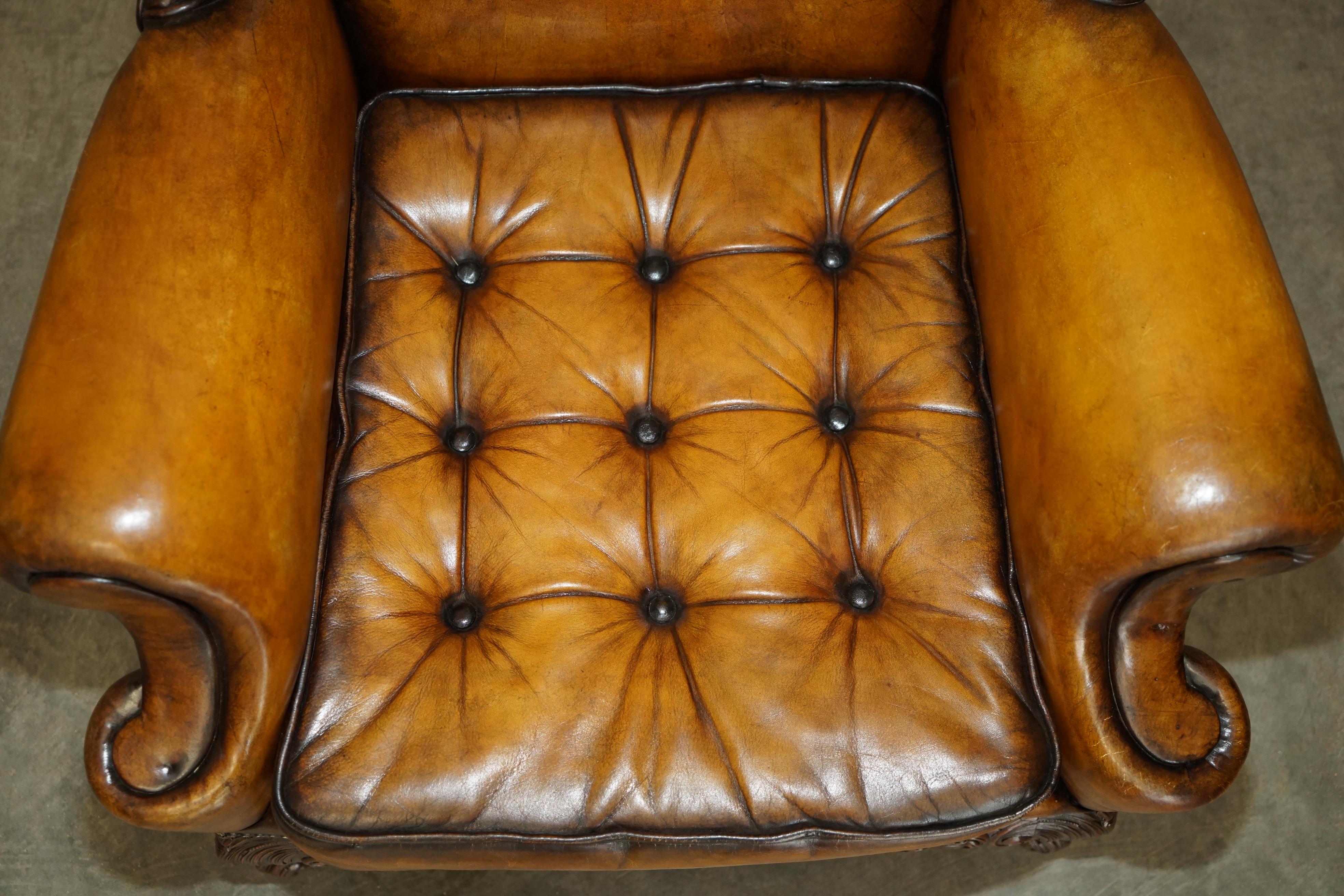 19th Century MUSEUM QUALITY RESTORED VICTORIAN BROWN LEATHER CHESTERFIELD WINGBACK ARMCHAiR For Sale