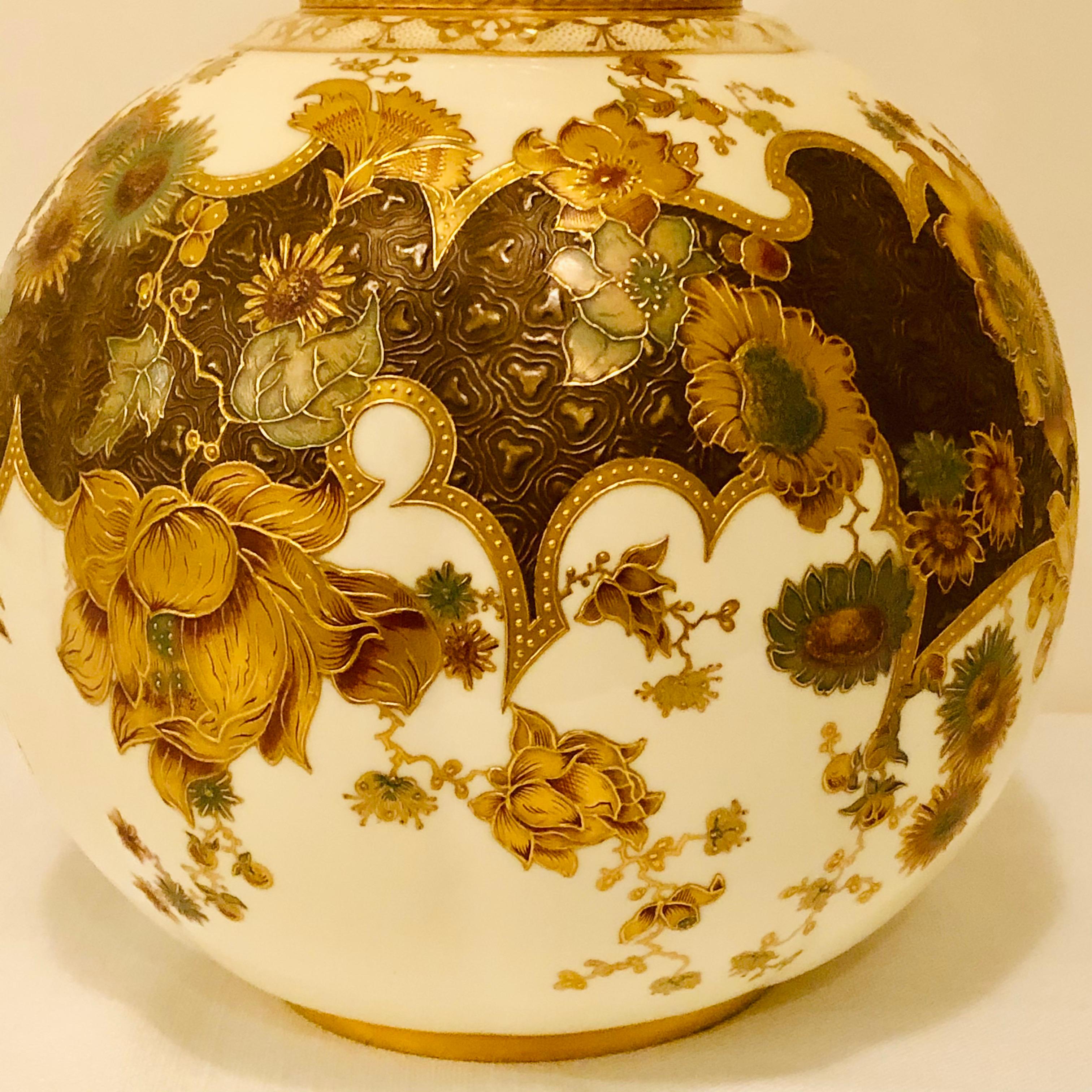English Museum Quality Royal Crown Derby Urn with Raised Gold and Flower Decorations