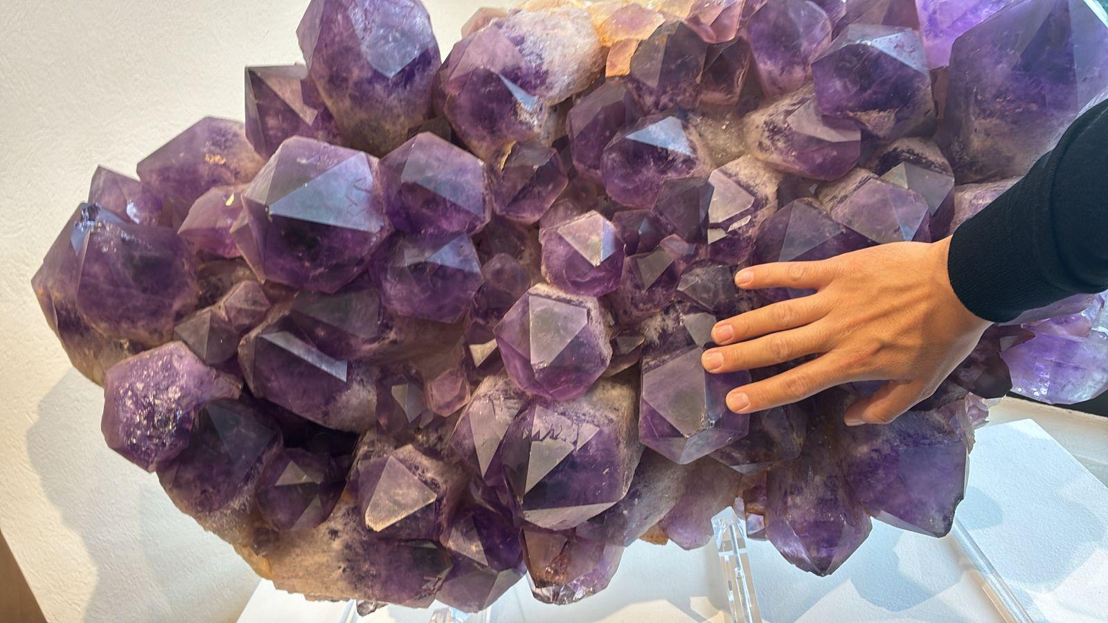 Agate Museum-Quality XL Bolivian Amethyst – Vivid Saturation & Oversized Crystals For Sale