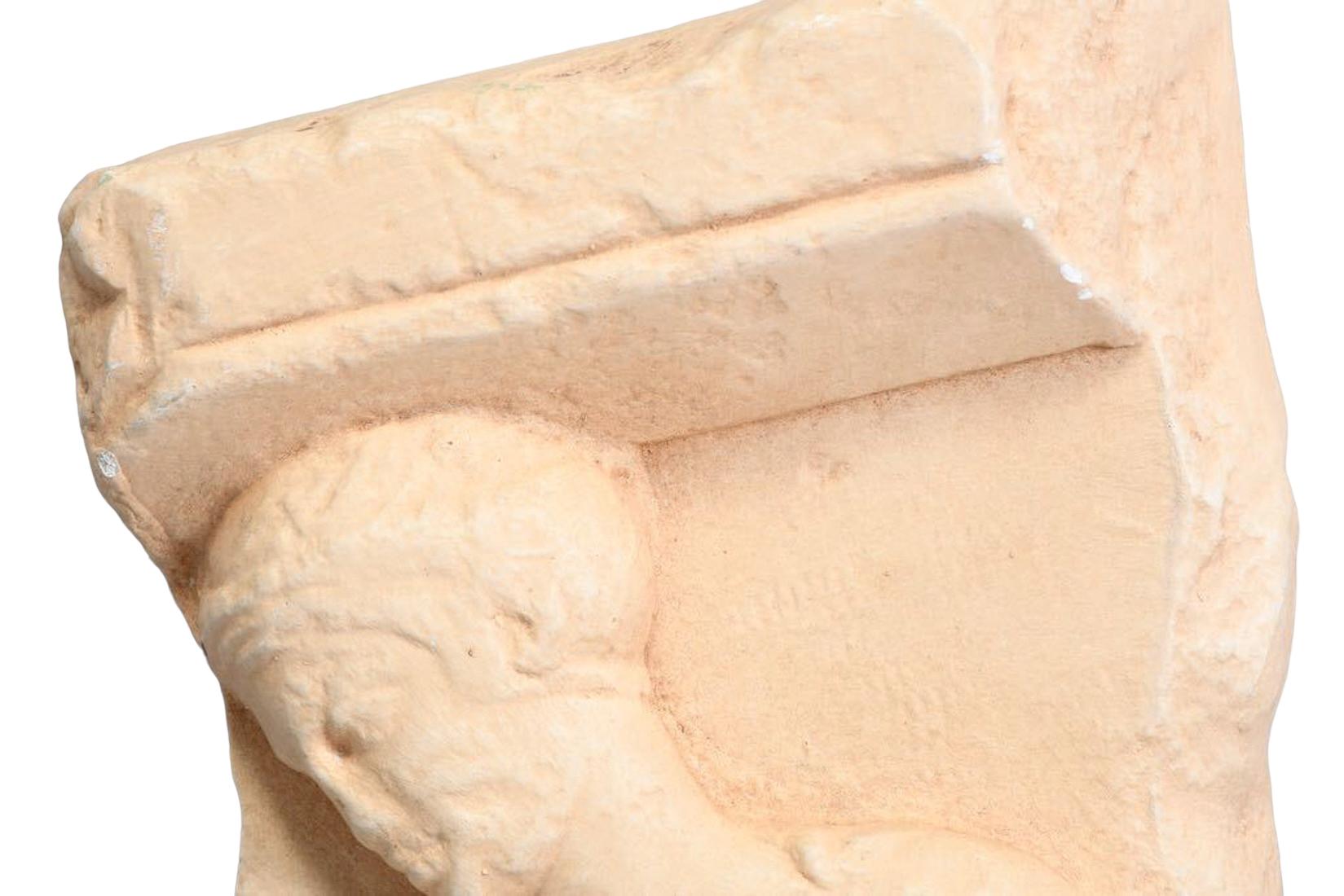 Greek Museum Replica Fragment of a Marble Votive Relief from the Acropolis of Athens For Sale