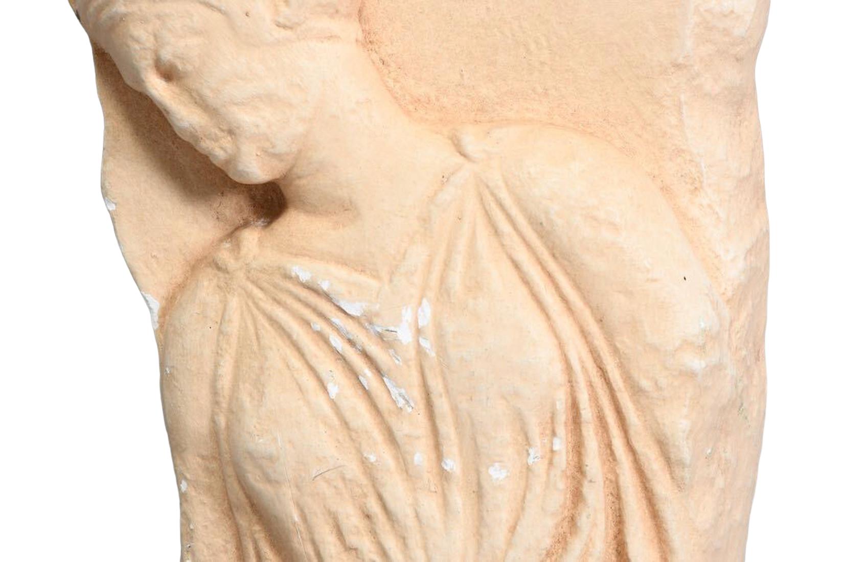 Hand-Crafted Museum Replica Fragment of a Marble Votive Relief from the Acropolis of Athens For Sale