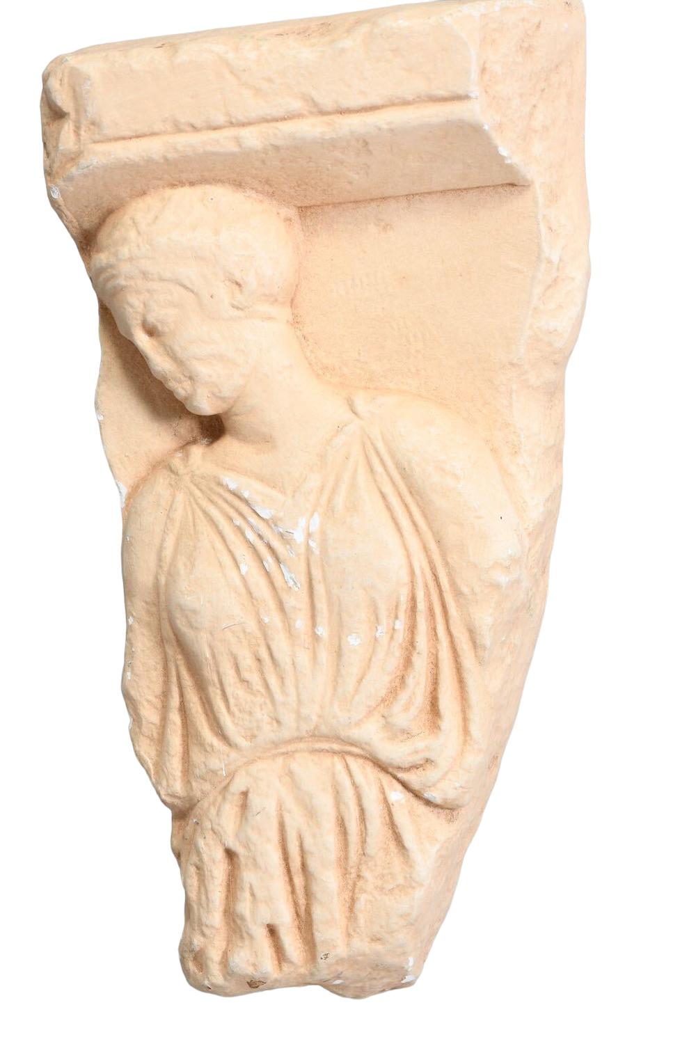 Mid-20th Century Museum Replica Fragment of a Marble Votive Relief from the Acropolis of Athens For Sale