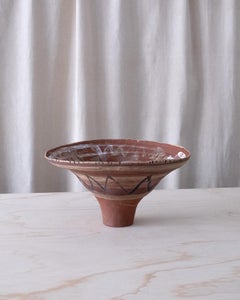 Handcrafted Wide Terracotta Bowl with Black Zigzag Pattern, Rustic Finish