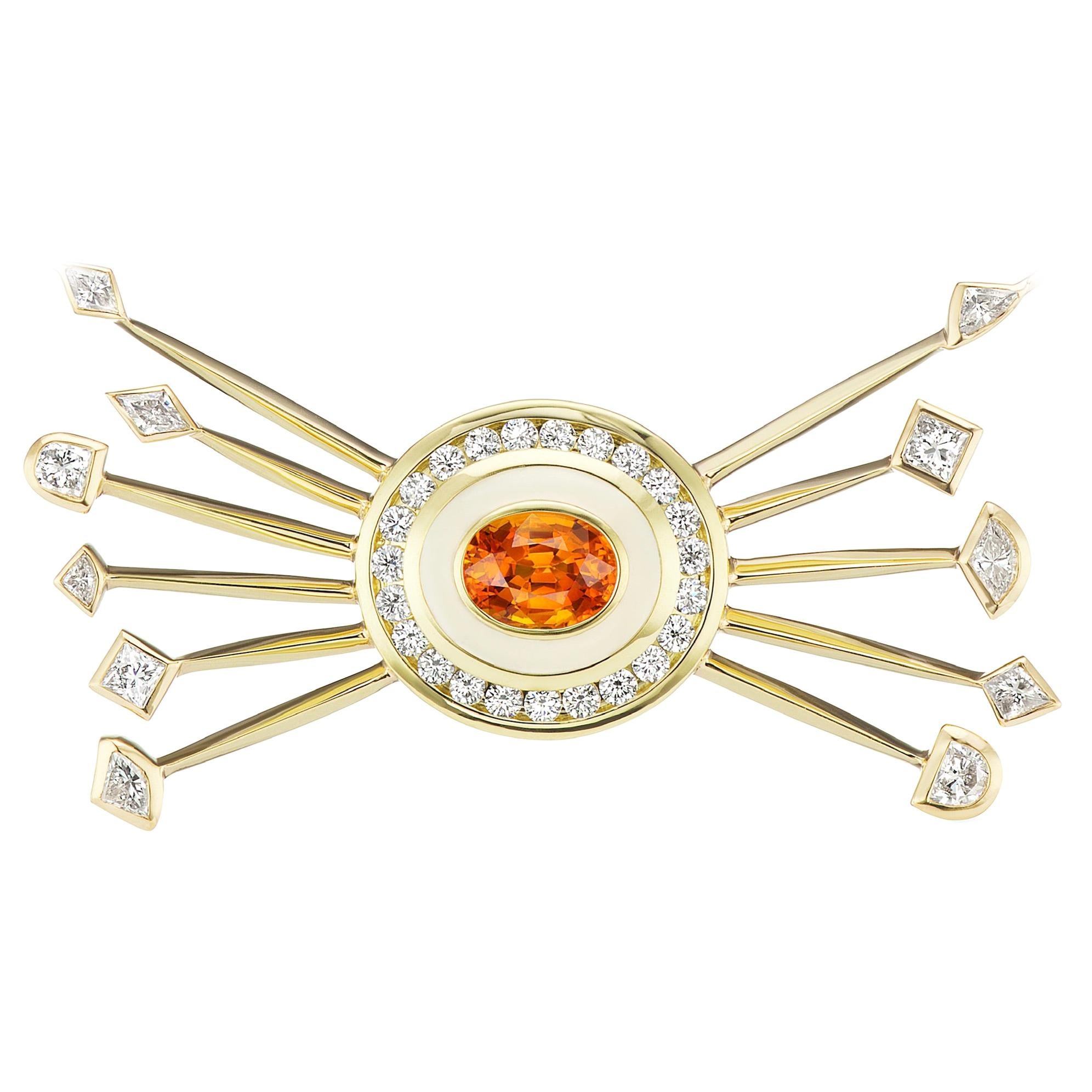 Museum Series Satellite Necklace with Diamonds and an Orange Sapphire
