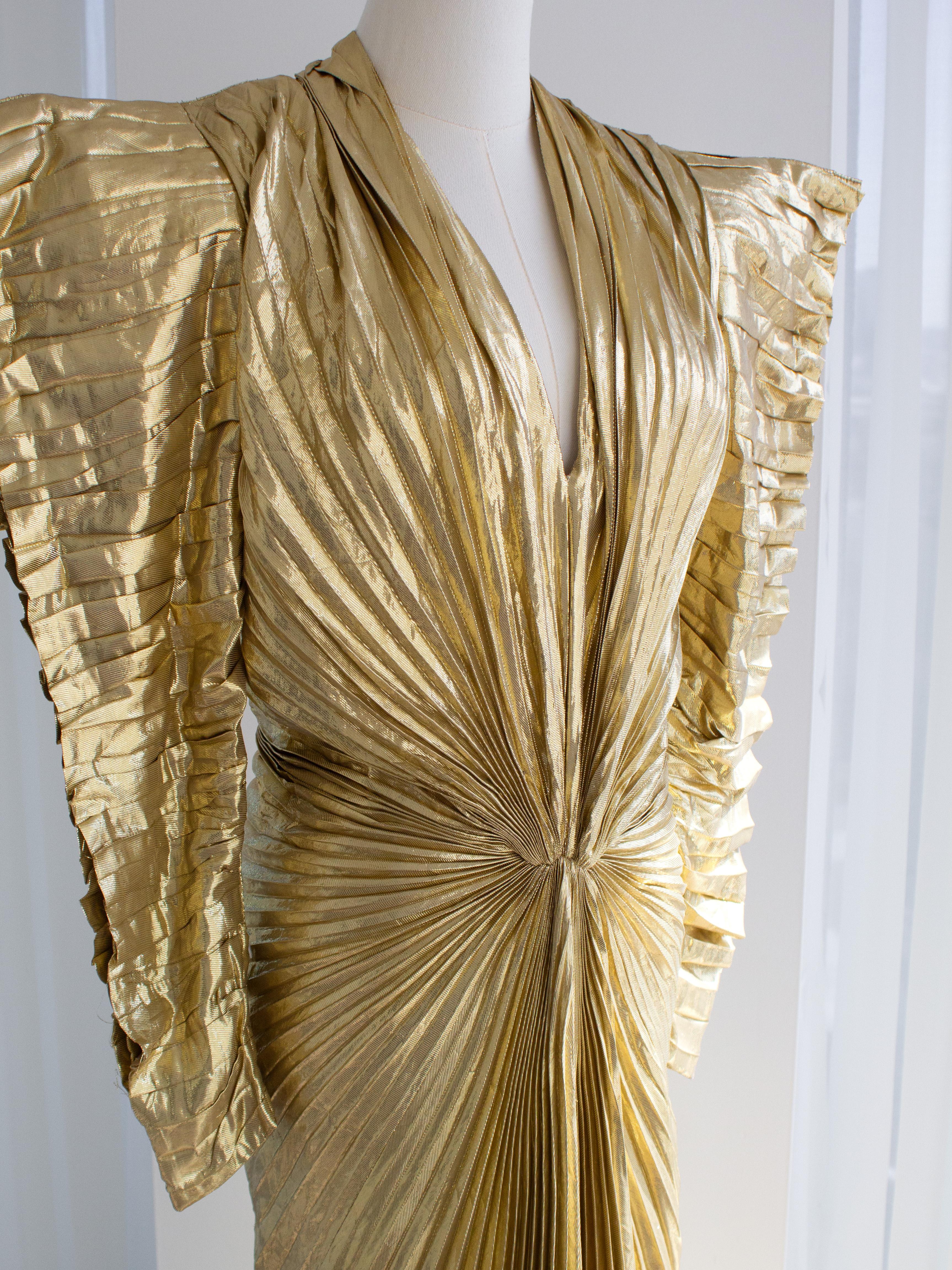 Museum Thierry Mugler F/W 1984 Vintage Golden Angel Starburst Lame Gown For Sale 5