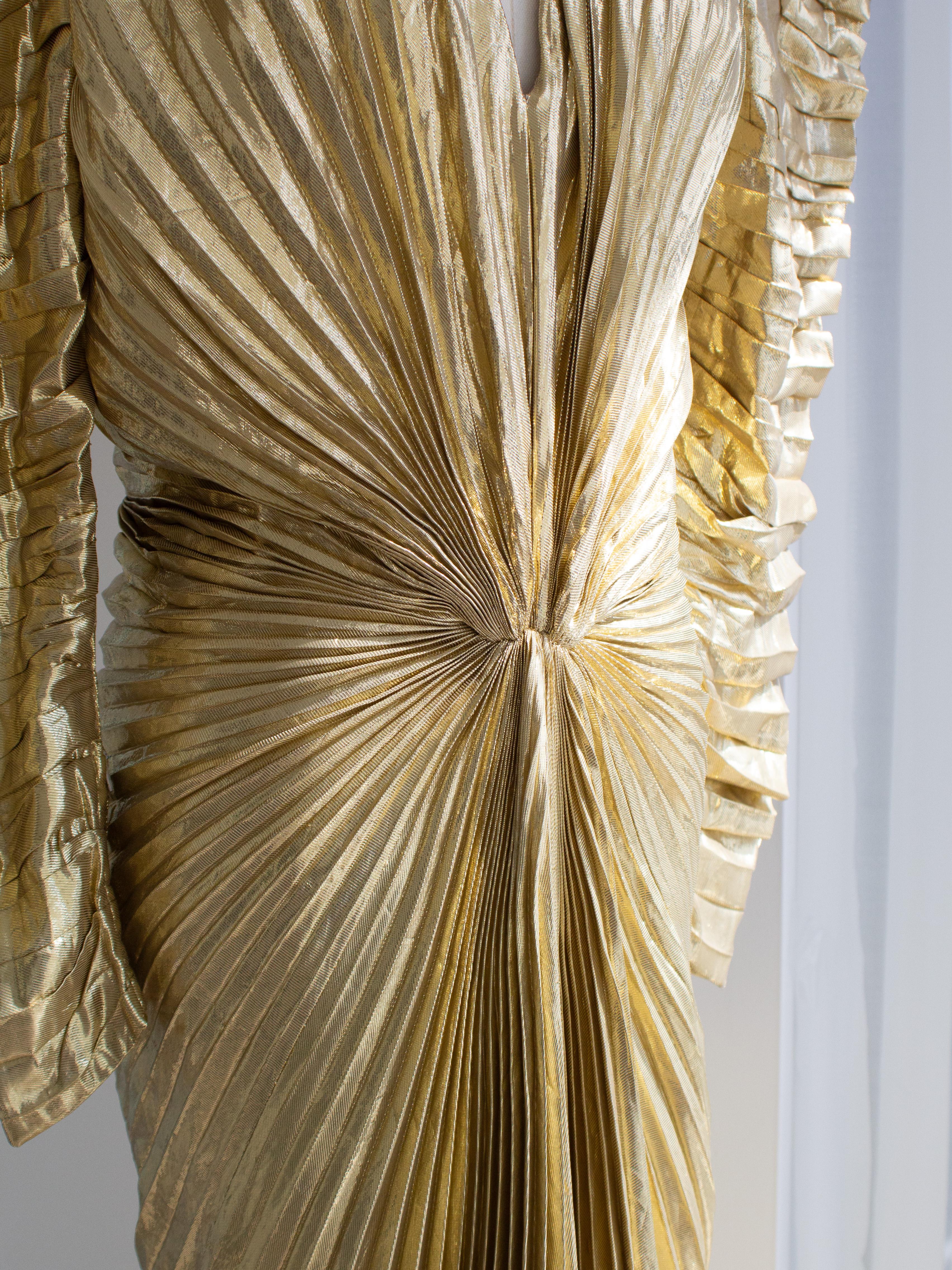 Museum Thierry Mugler F/W 1984 Vintage Golden Angel Starburst Lame Gown For Sale 6