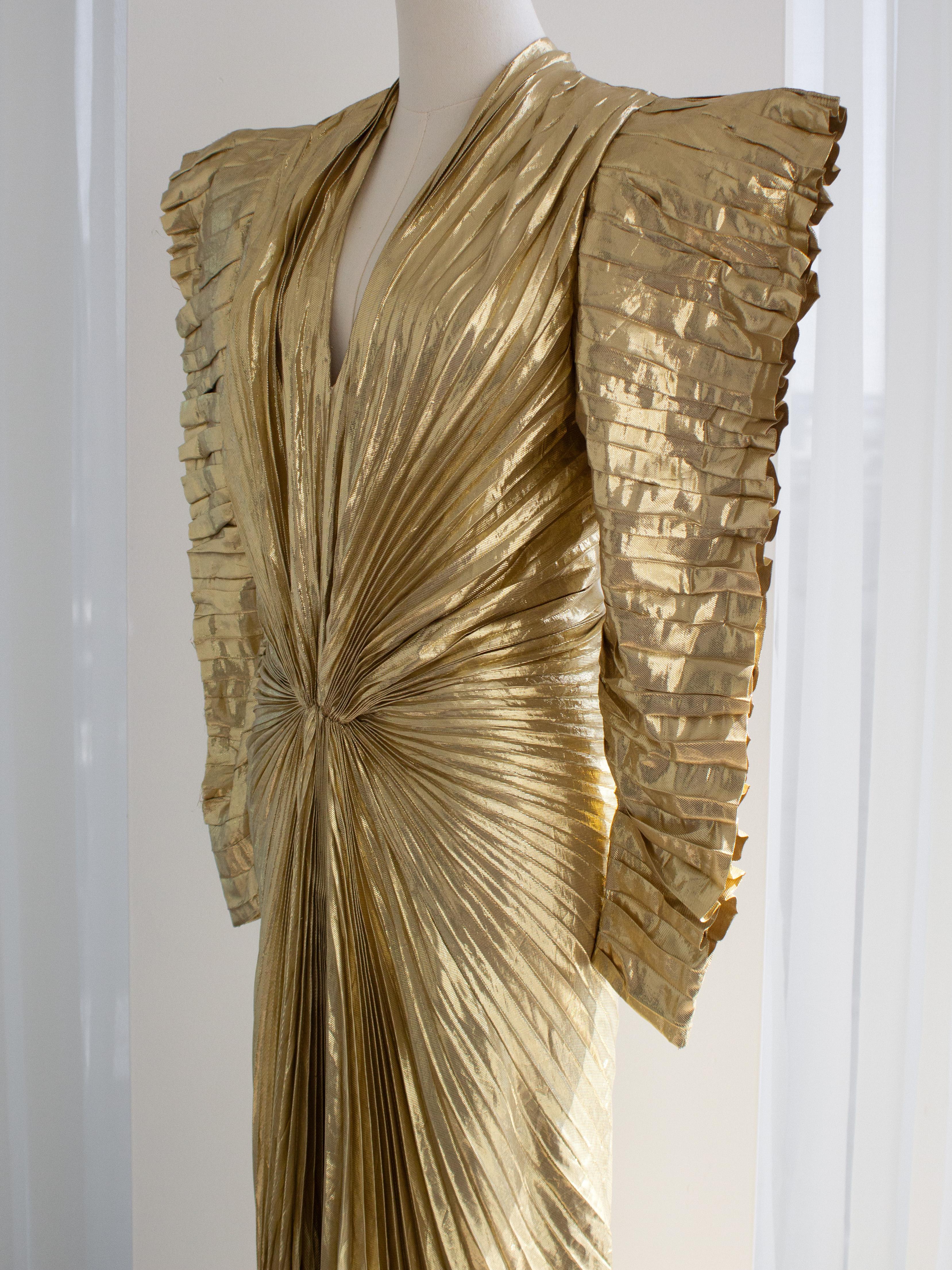 Museum Thierry Mugler F/W 1984 Vintage Golden Angel Starburst Lame Gown For Sale 7
