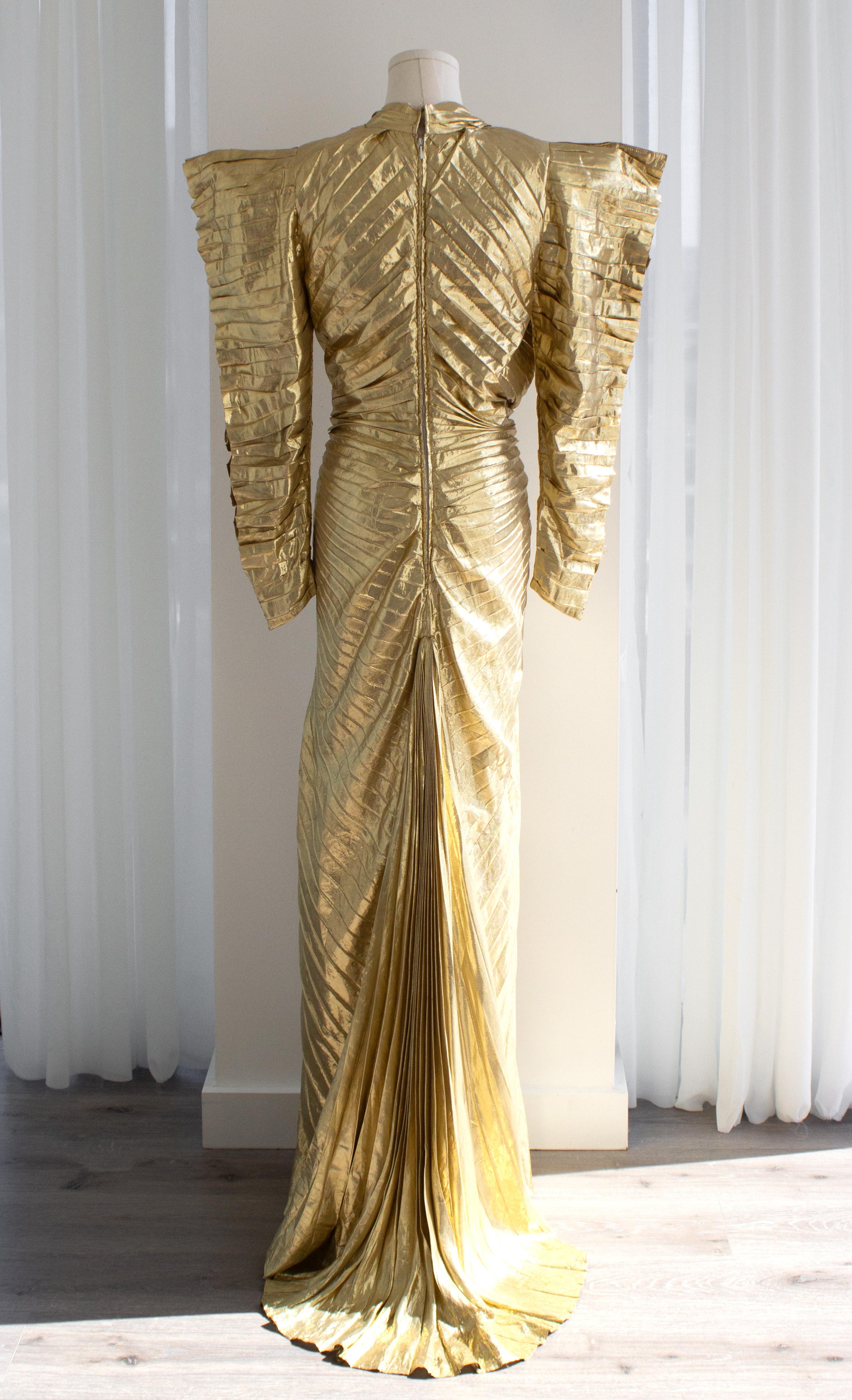Museum Thierry Mugler F/W 1984 Vintage Golden Angel Starburst Lame Gown For Sale 8