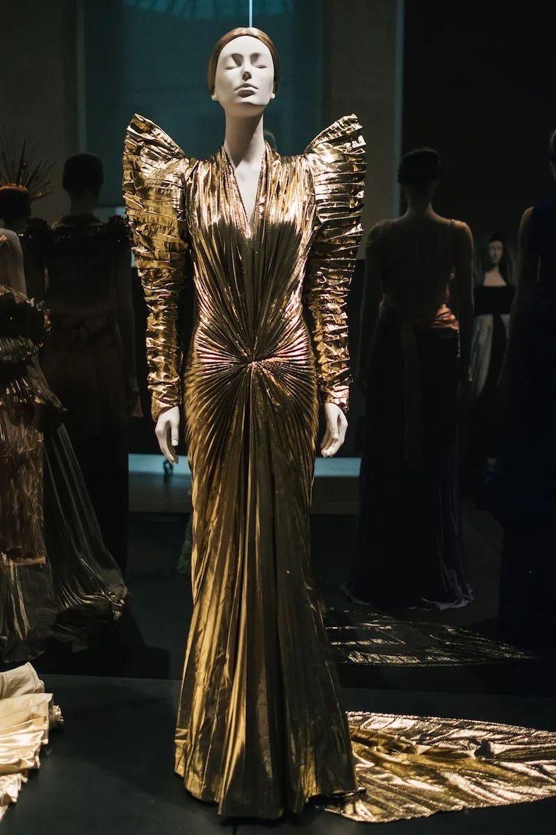 Brown Museum Thierry Mugler F/W 1984 Vintage Golden Angel Starburst Lame Gown For Sale