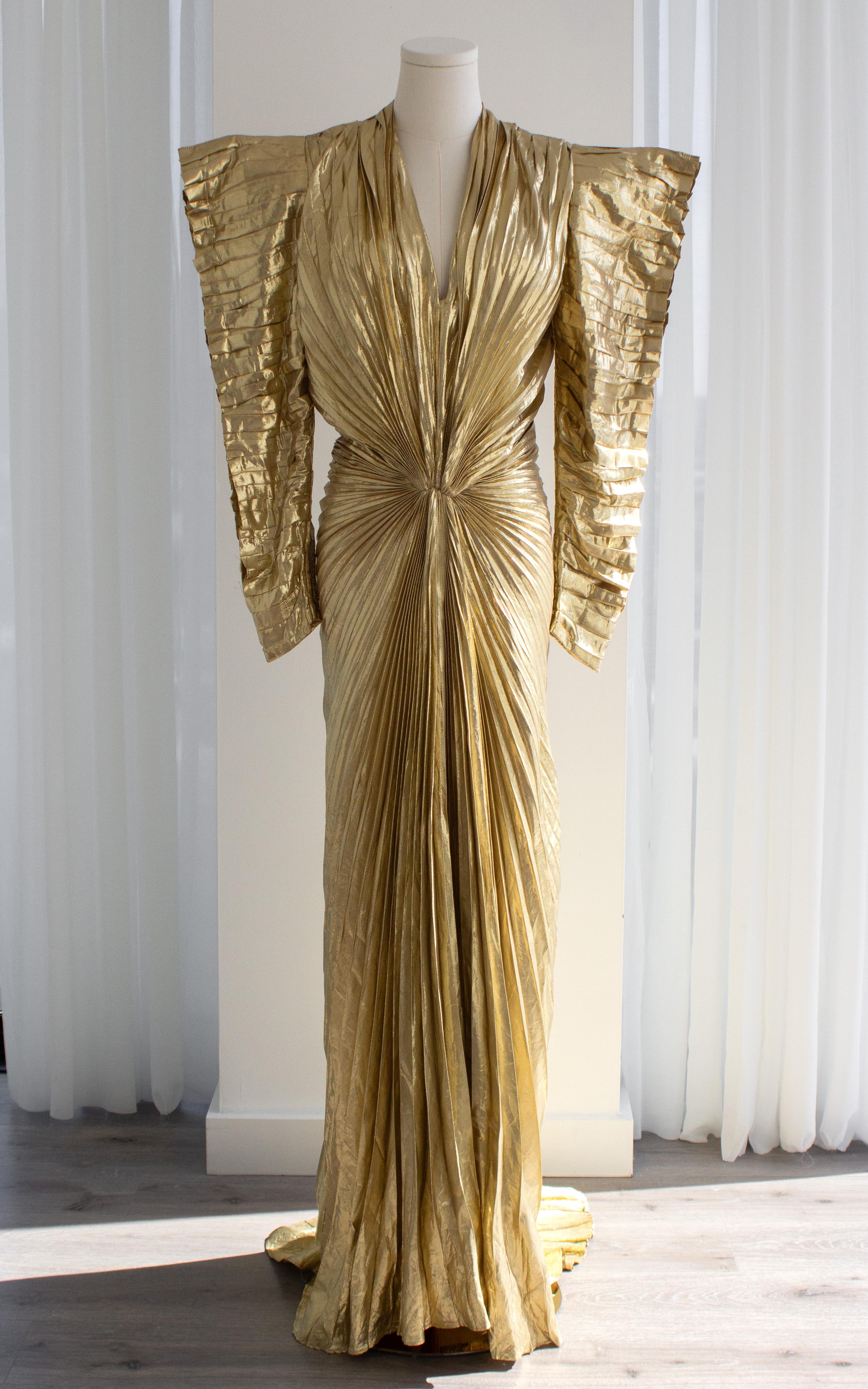 Women's Museum Thierry Mugler F/W 1984 Vintage Golden Angel Starburst Lame Gown For Sale