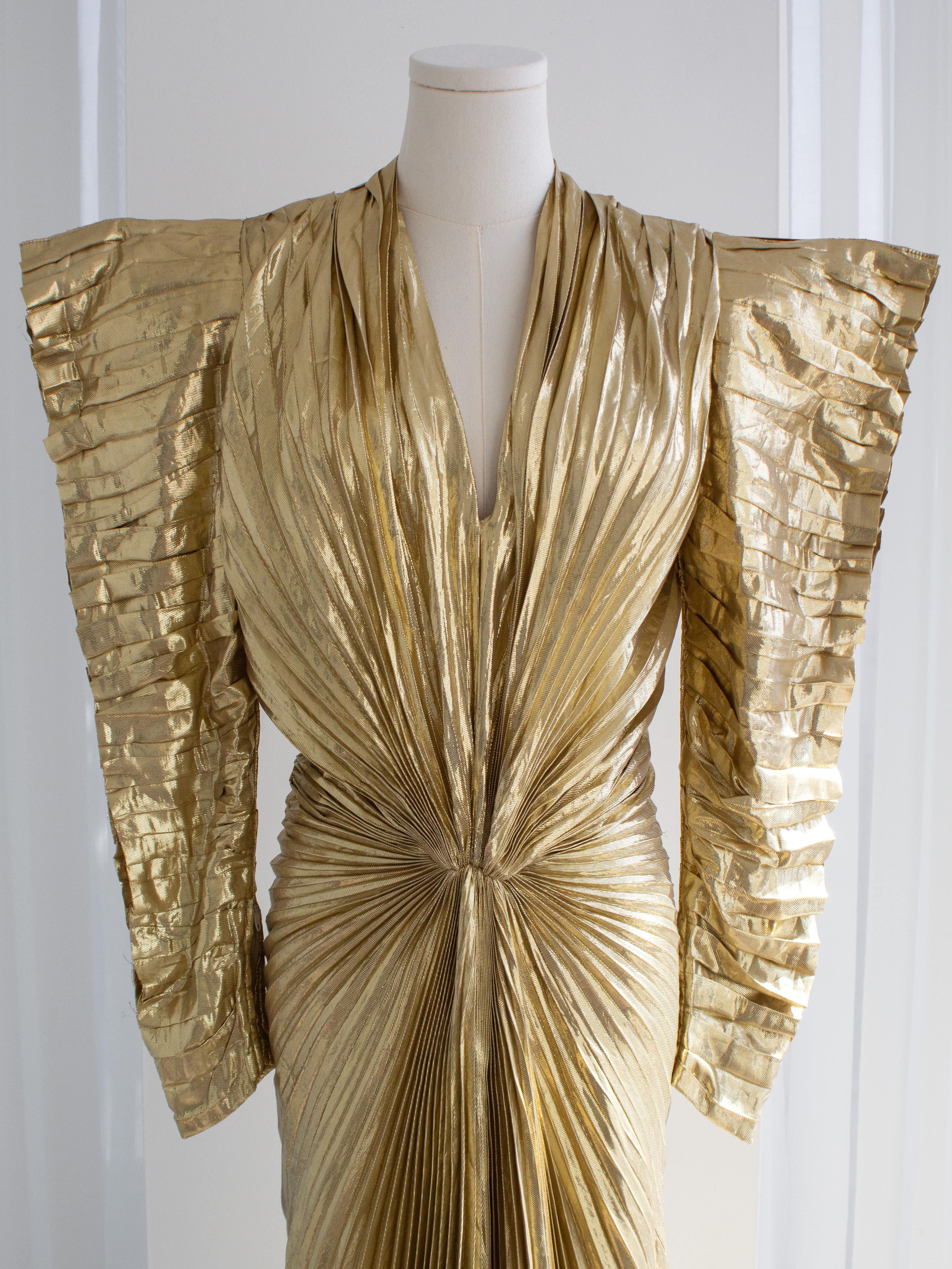Museum Thierry Mugler F/W 1984 Vintage Golden Angel Starburst Lame Gown For Sale 1