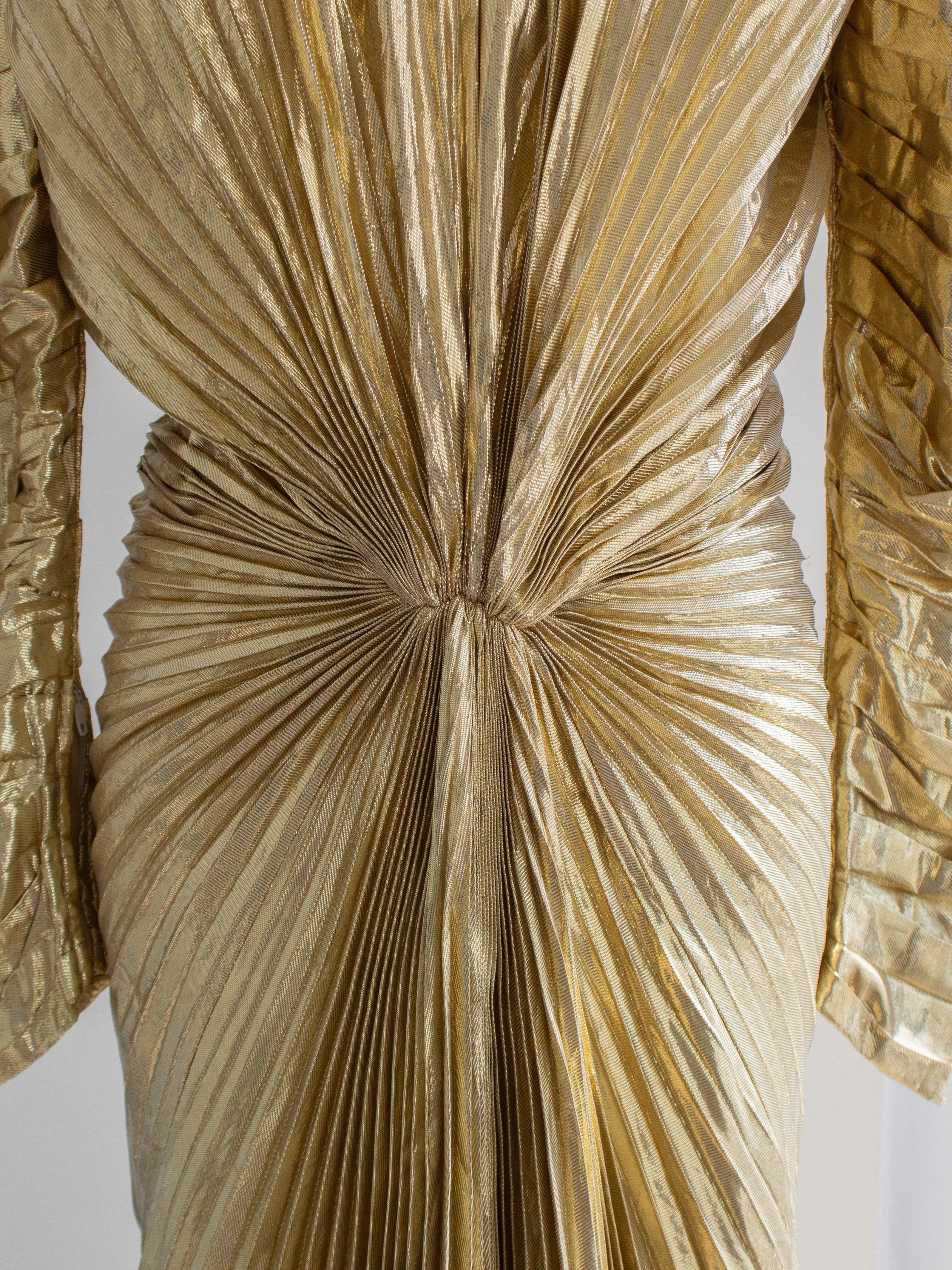Museum Thierry Mugler F/W 1984 Vintage Golden Angel Starburst Lame Gown For Sale 2