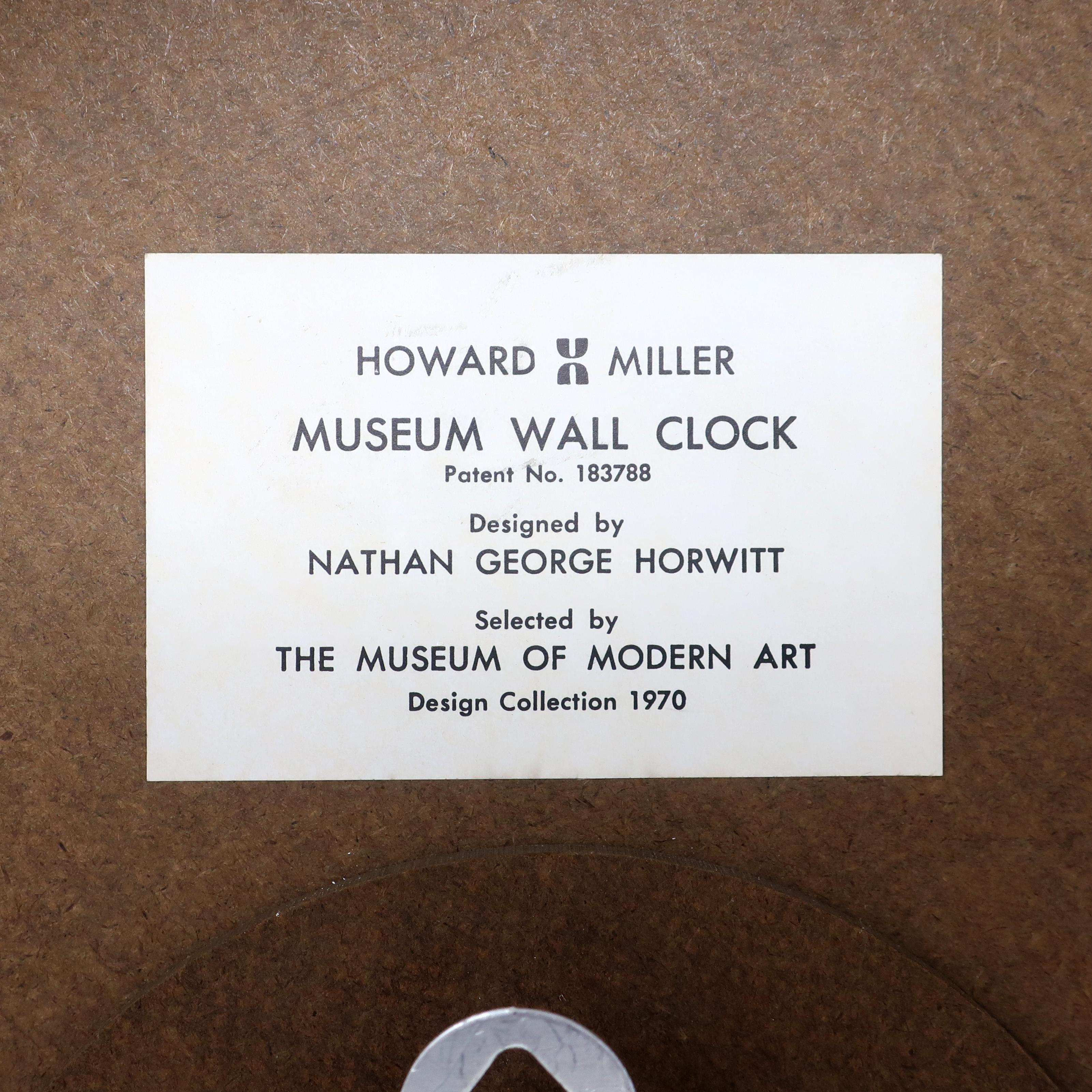 20th Century Museum Wall Clock by Nathan Horwitt for Howard Miller