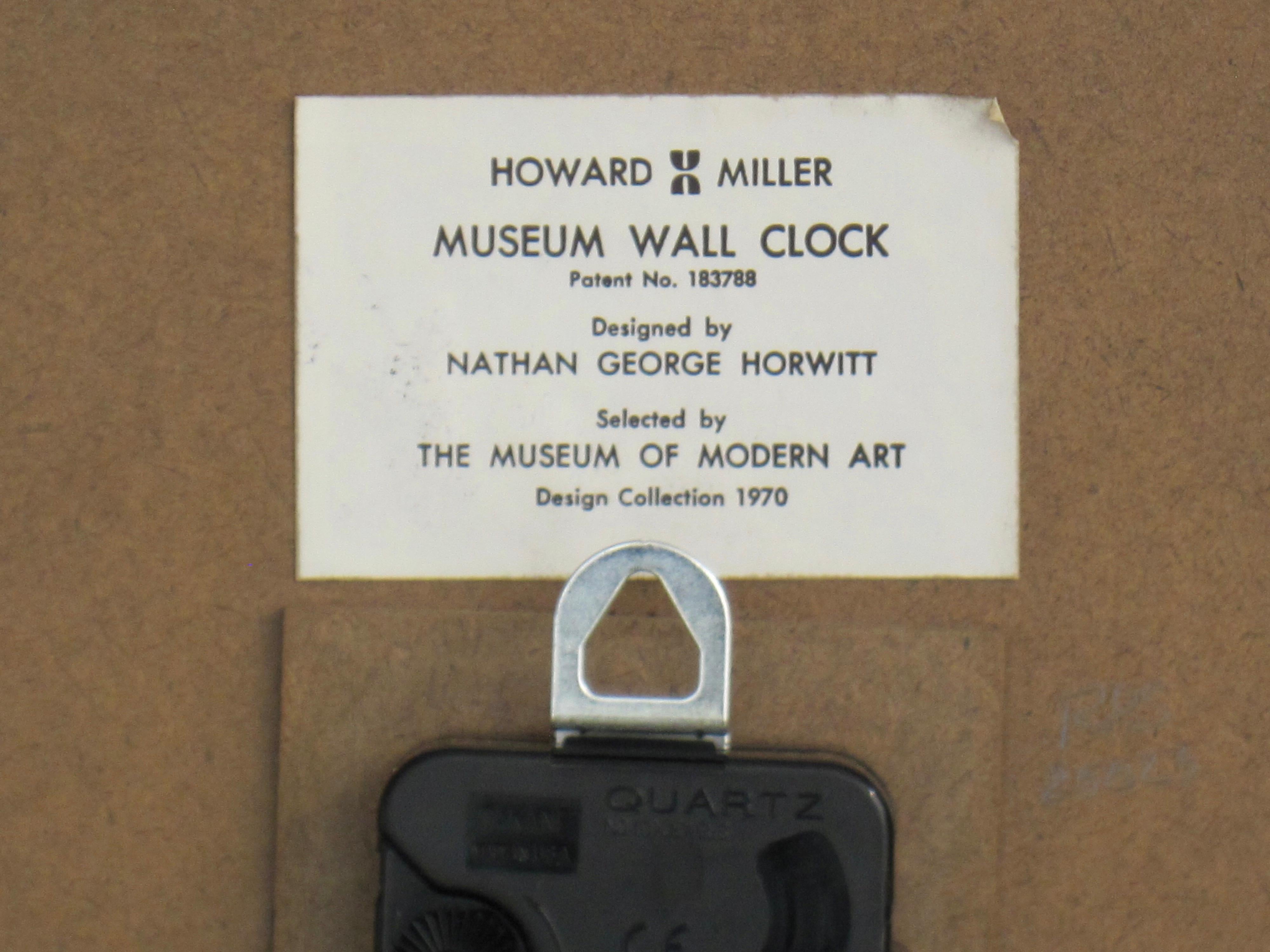 Late 20th Century Museum Wall Clock by Nathan Horwitt for Howard Miller