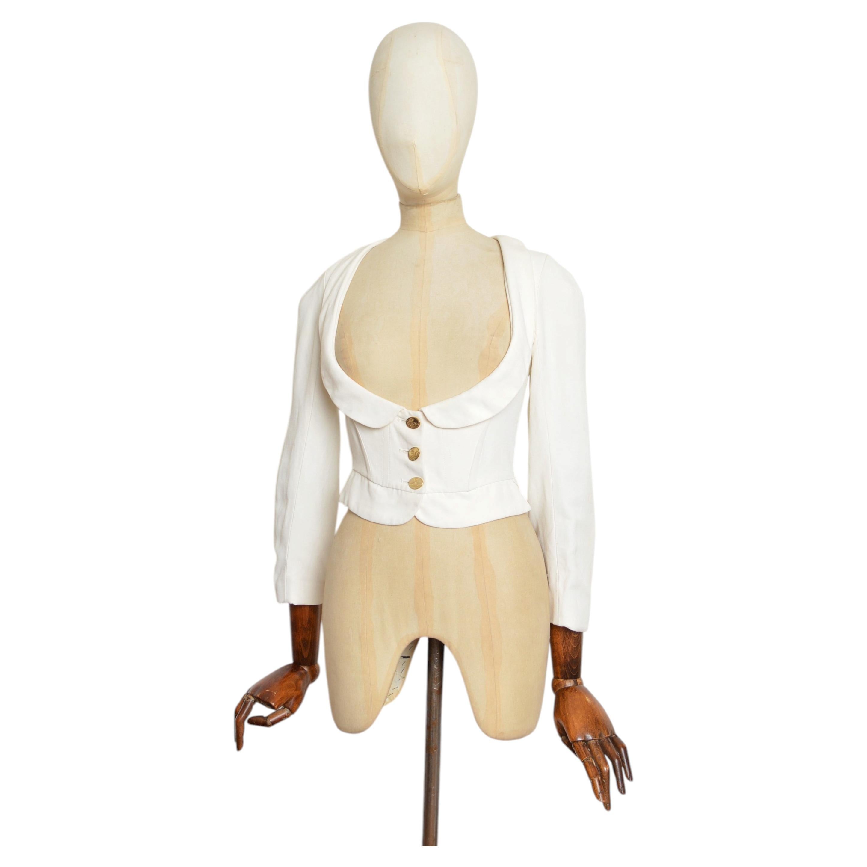 Bustier blanc à corset Vivienne Westwood de 1988, digne d'un musée – Veste-corset en vente