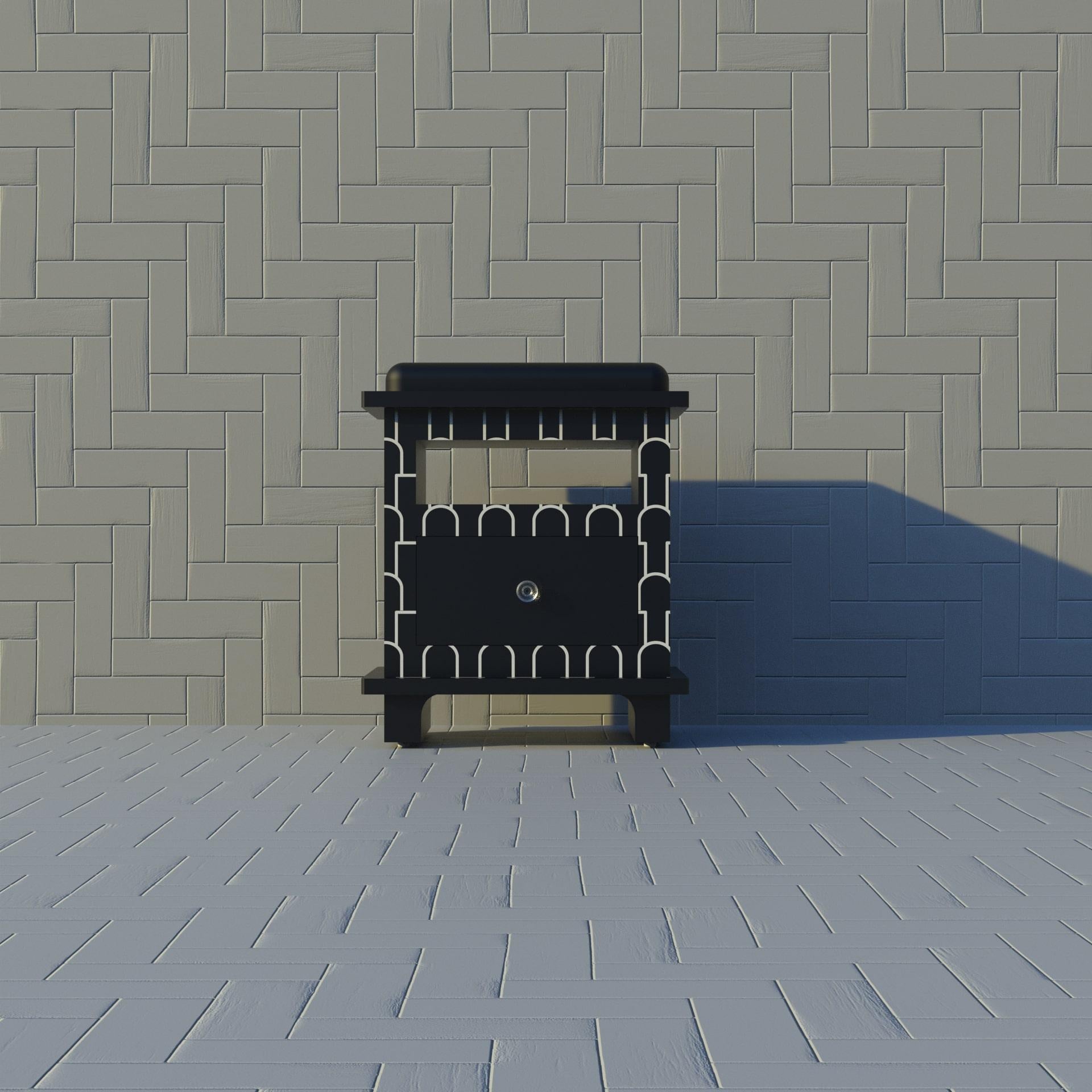 Art Deco Mush Inspired Black Night Stand, Side Table by Artisanal For Sale