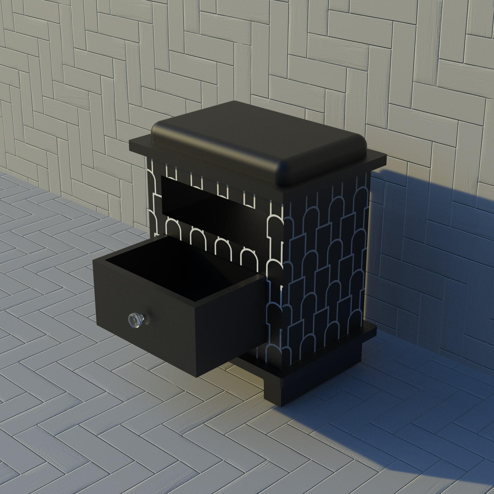 Mush Inspired Black Night Stand, Side Table by Artisanal In New Condition For Sale In New York, NY
